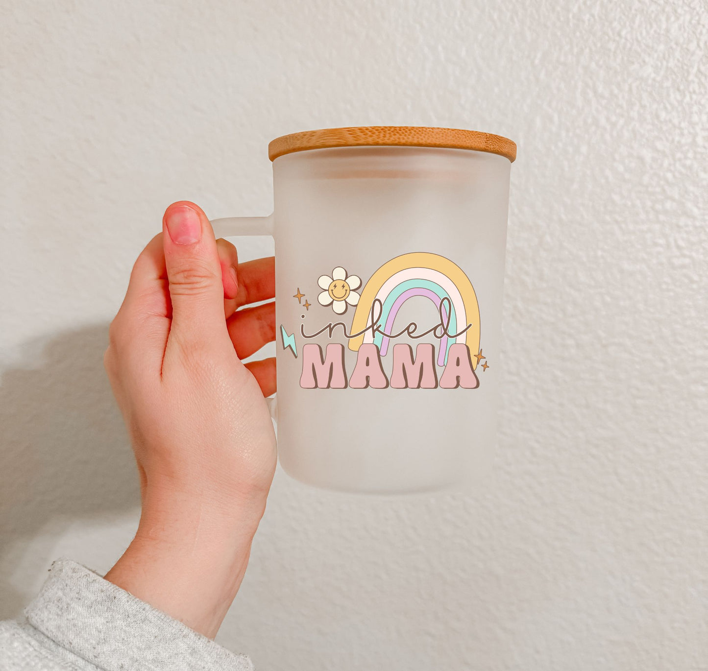 17 oz Frosted Glass Mug | Boho Mom (8 Options)