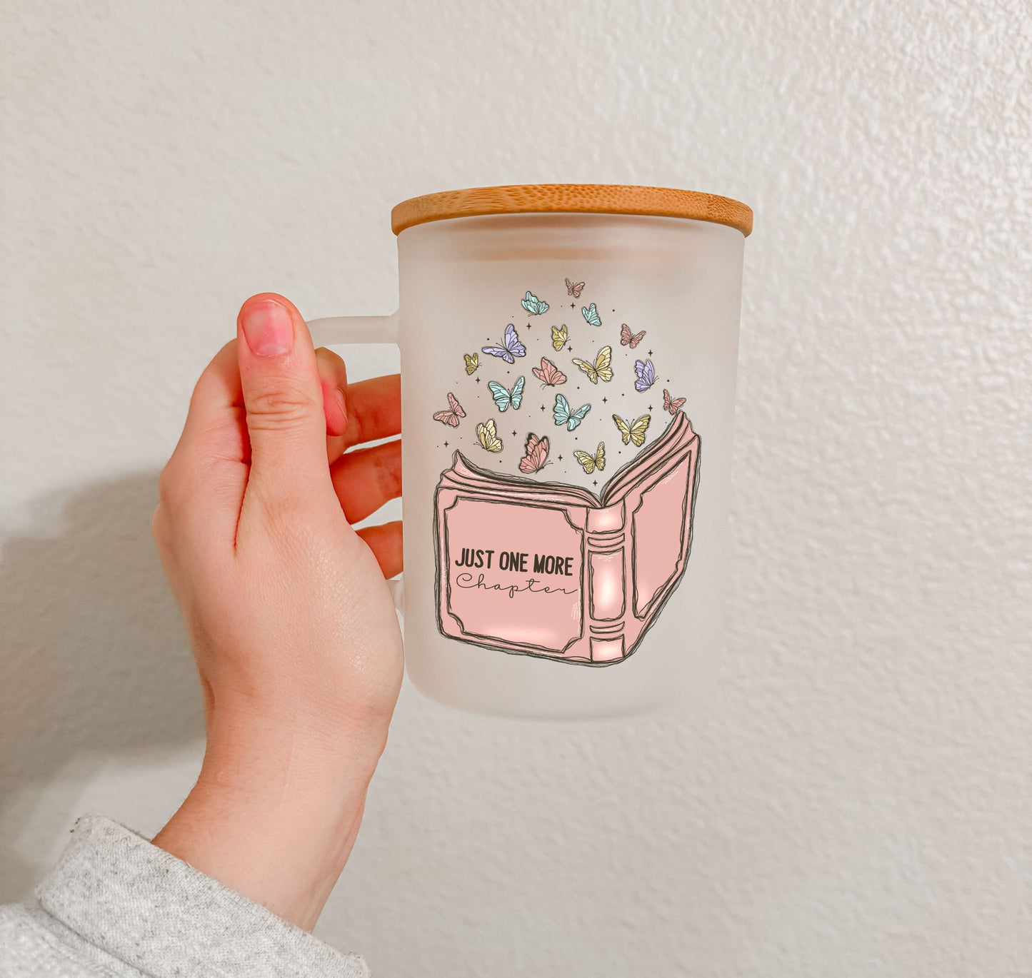 17 oz Frosted Glass Mug | Floral Books (5 Options)