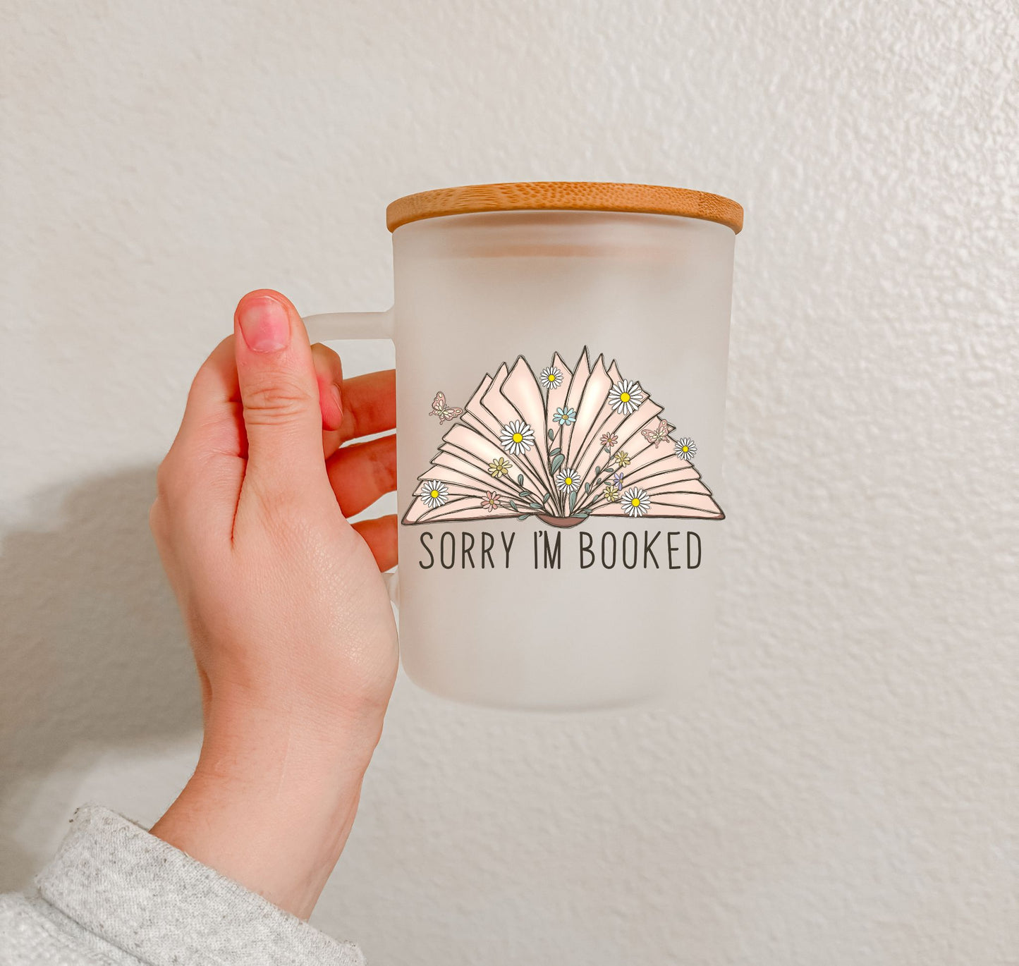 17 oz Frosted Glass Mug | Floral Books (5 Options)