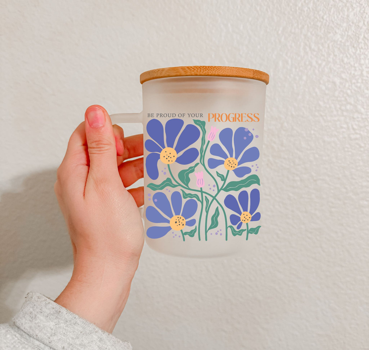 17 oz Frosted Glass Mug | Boho Quotes (10 Options)