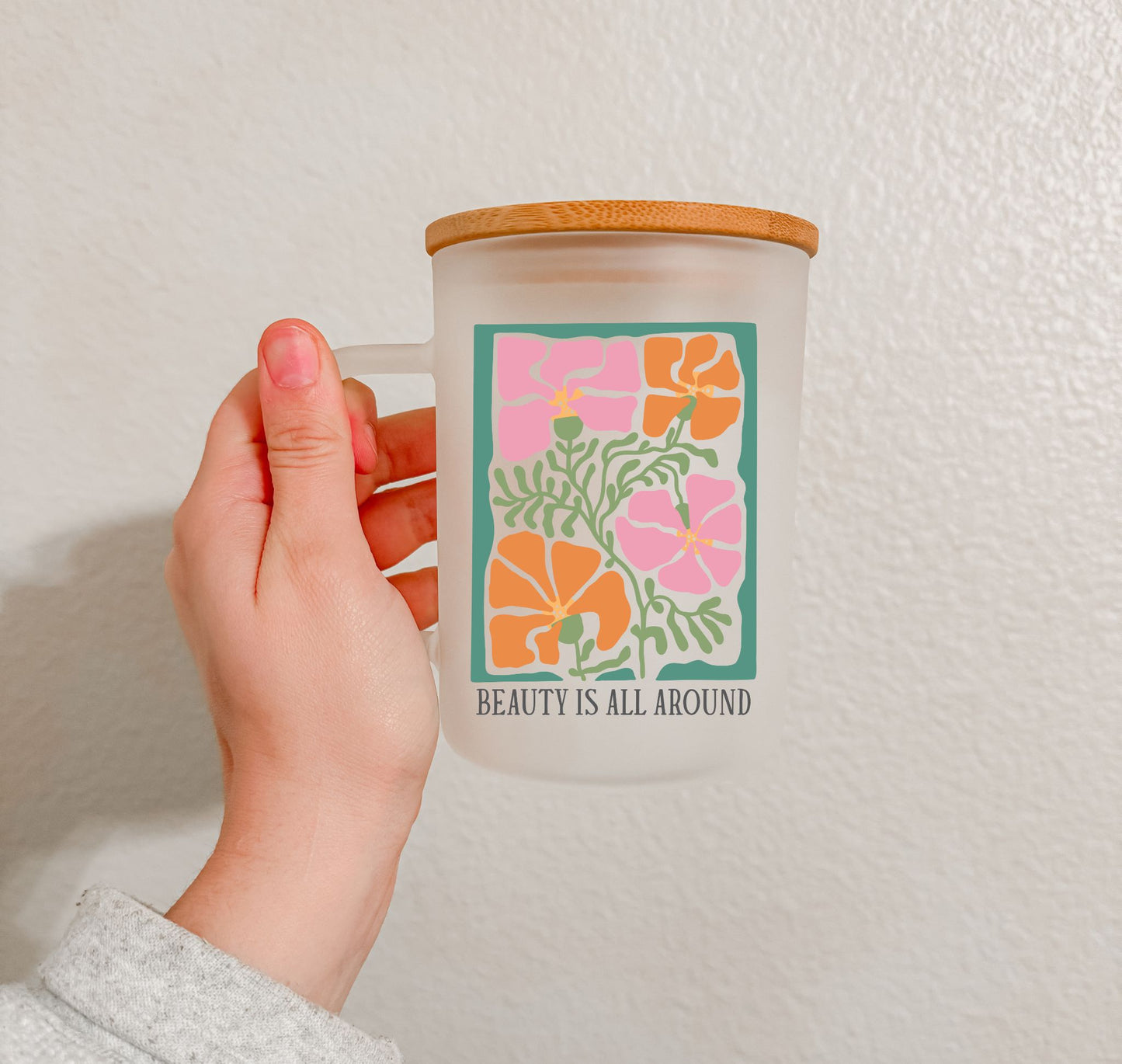 17 oz Frosted Glass Mug | Boho Quotes (10 Options)