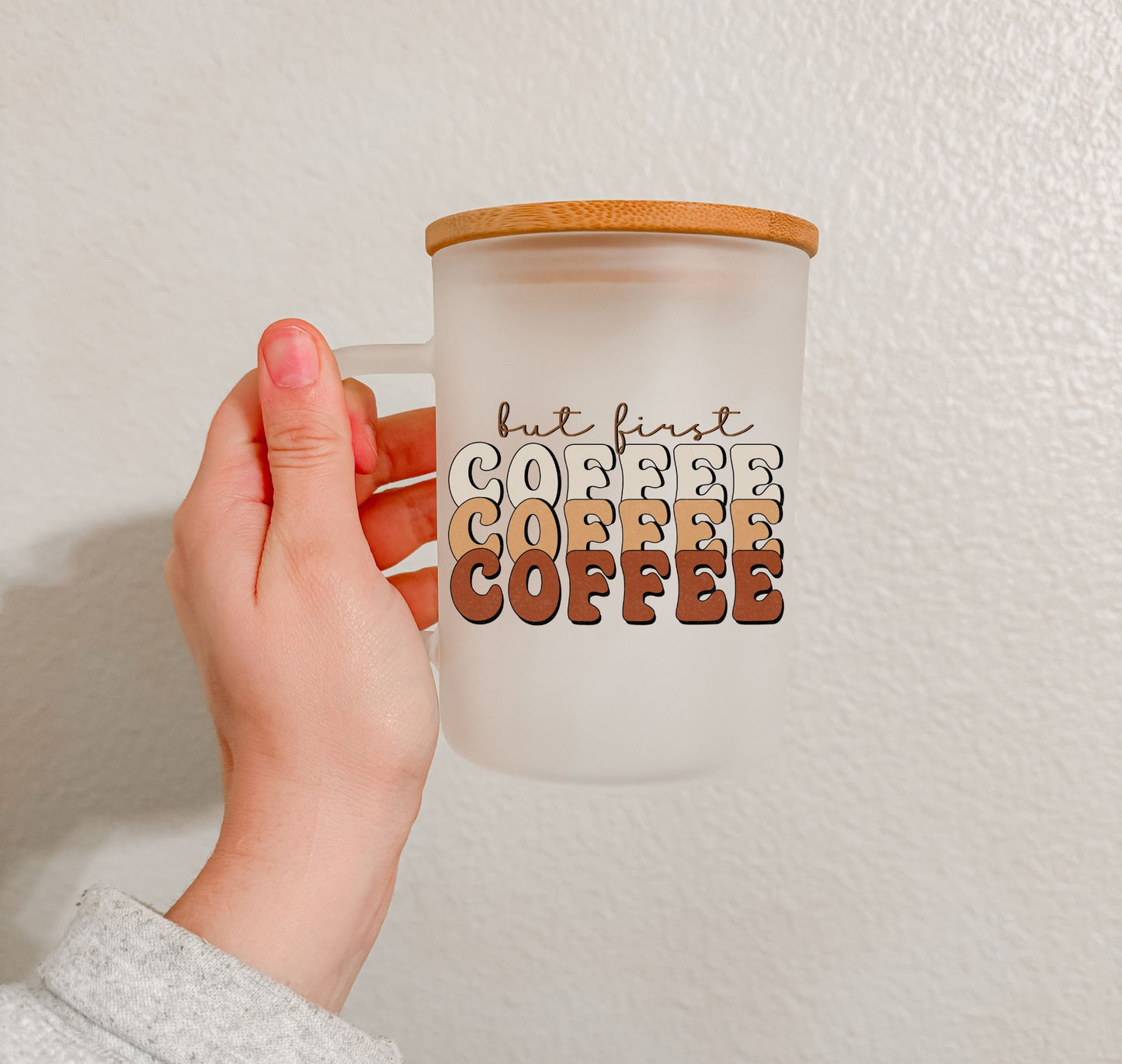 17 oz Frosted Glass Mug | Neutral Coffee (7 Options)