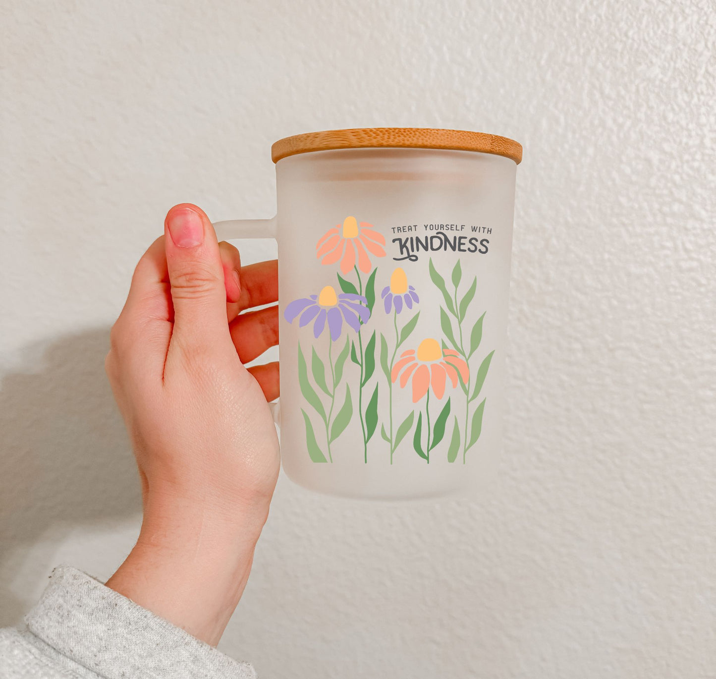 17 oz Frosted Glass Mug | Boho Quotes (10 Options)