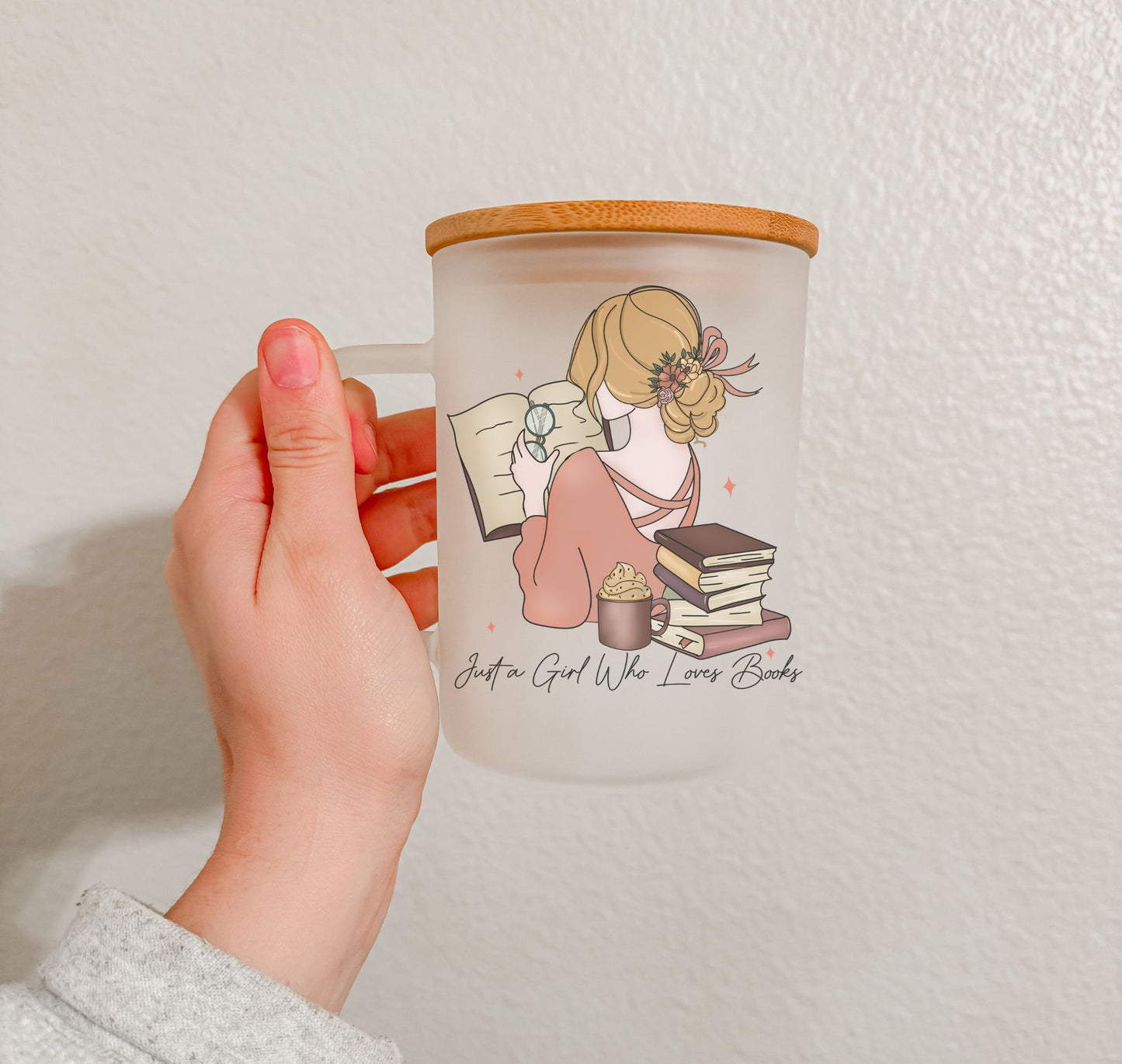 17 oz Frosted Glass Mug | Book Lovers (16 Options)