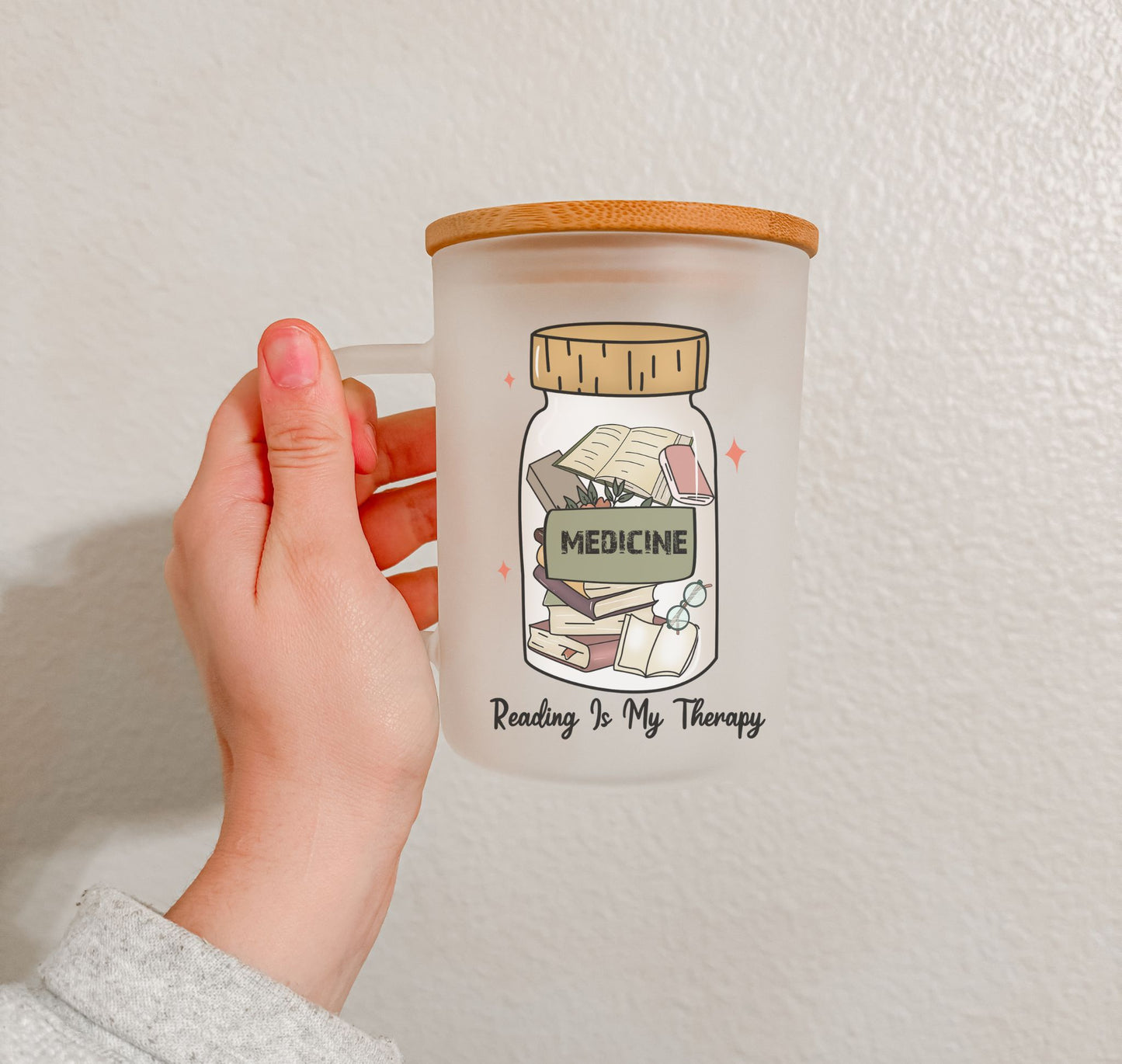 17 oz Frosted Glass Mug | Book Lovers (16 Options)
