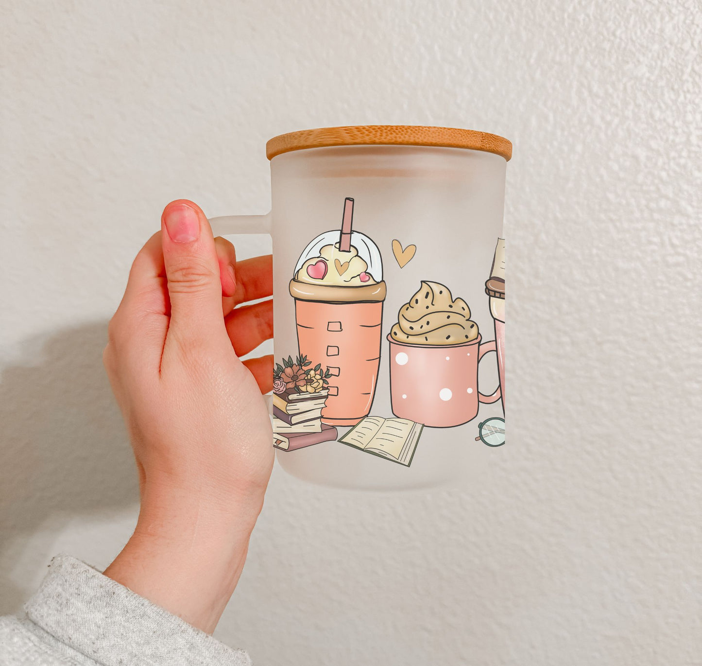 17 oz Frosted Glass Mug | Book Lovers (16 Options)