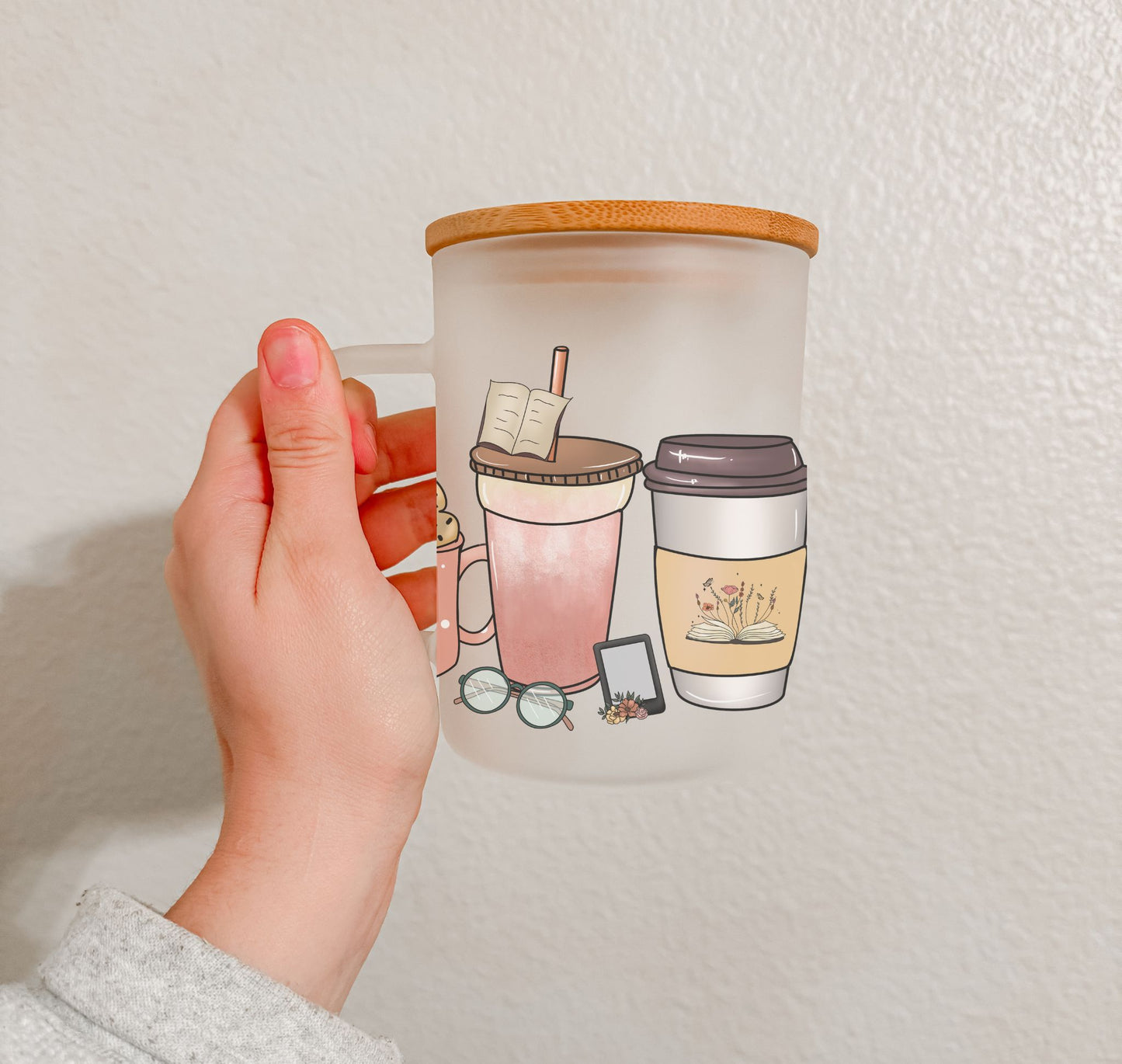 17 oz Frosted Glass Mug | Book Lovers (16 Options)