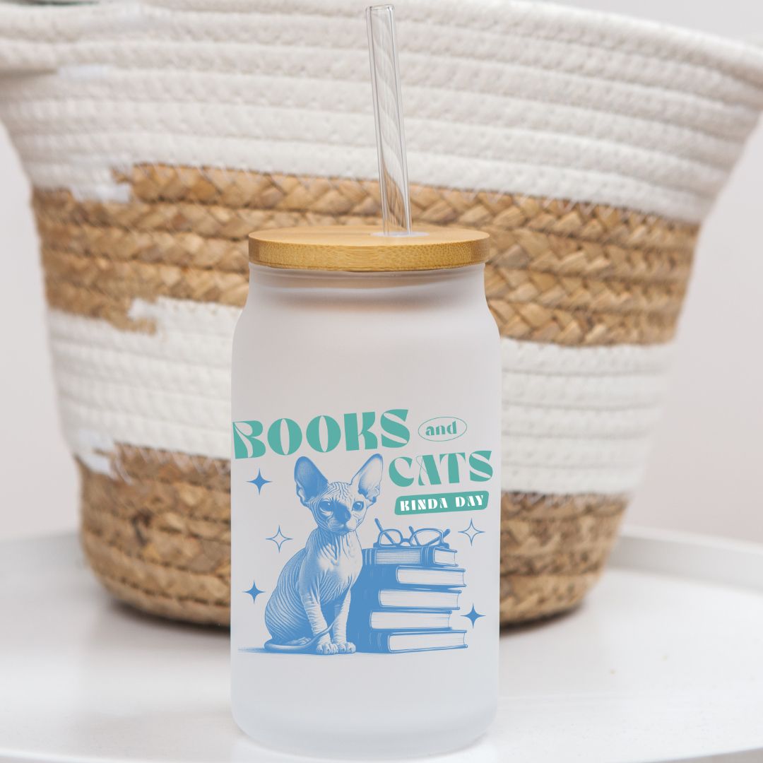 16 oz Frosted Glass Can | Vintage Kitty (11 Options)