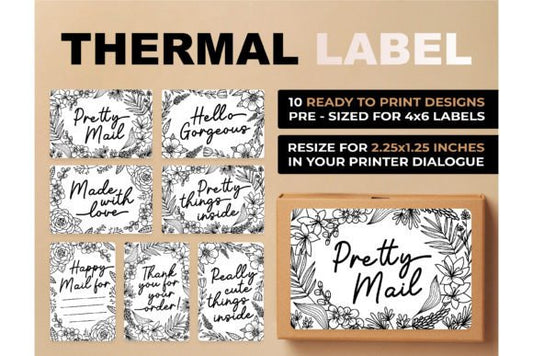 Floral Thermal Label Sticker Bundle | Digital Download