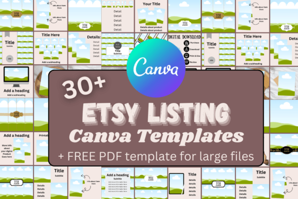 30+ Customizable Etsy Listing Canva Template Set for Digital Products