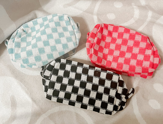 Small Checkered Cosmetic Bags