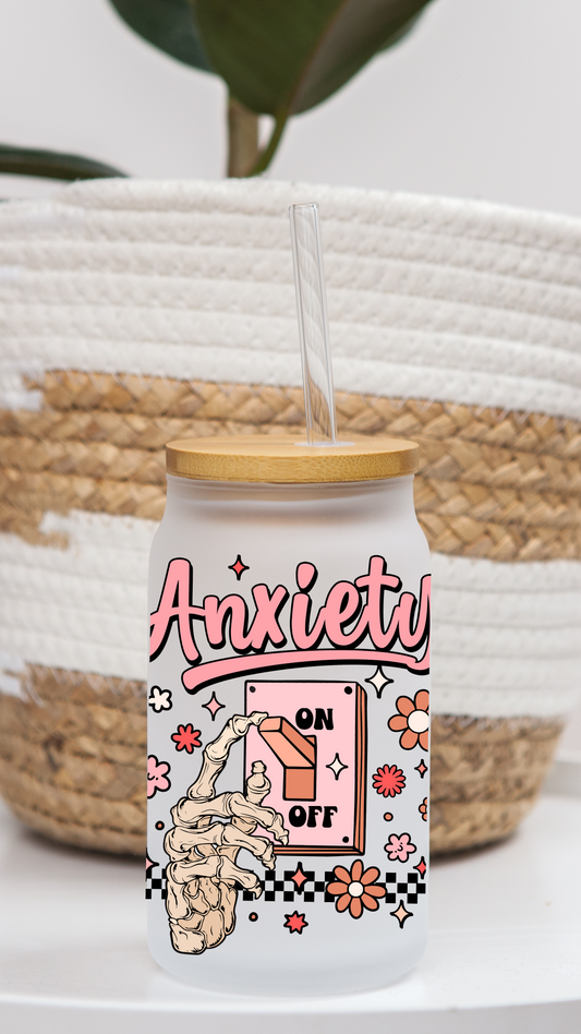 16oz Frosted Glass Can | Anxiety