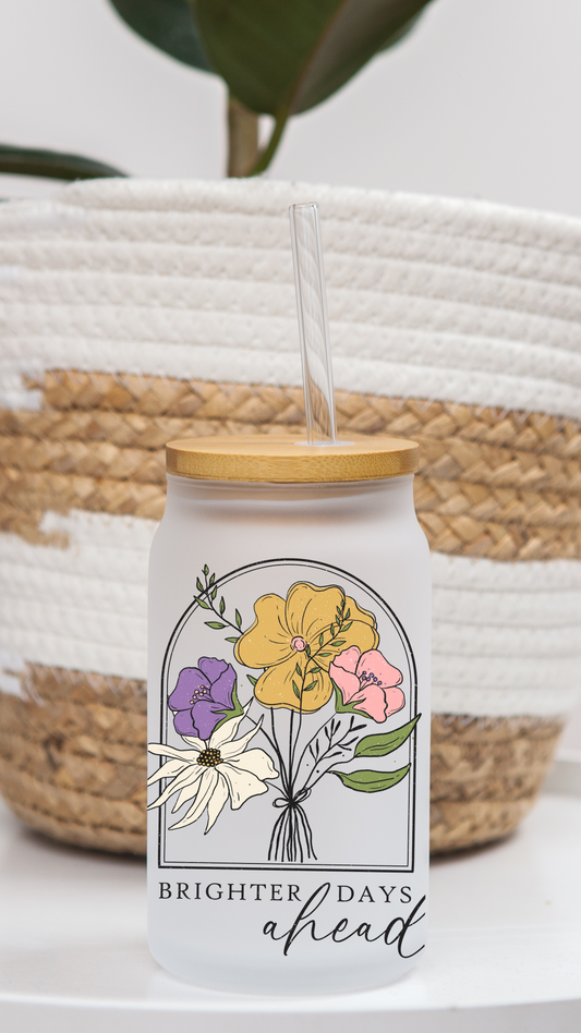 16oz Frosted Glass Can | Vintage Flowers (8 Options)