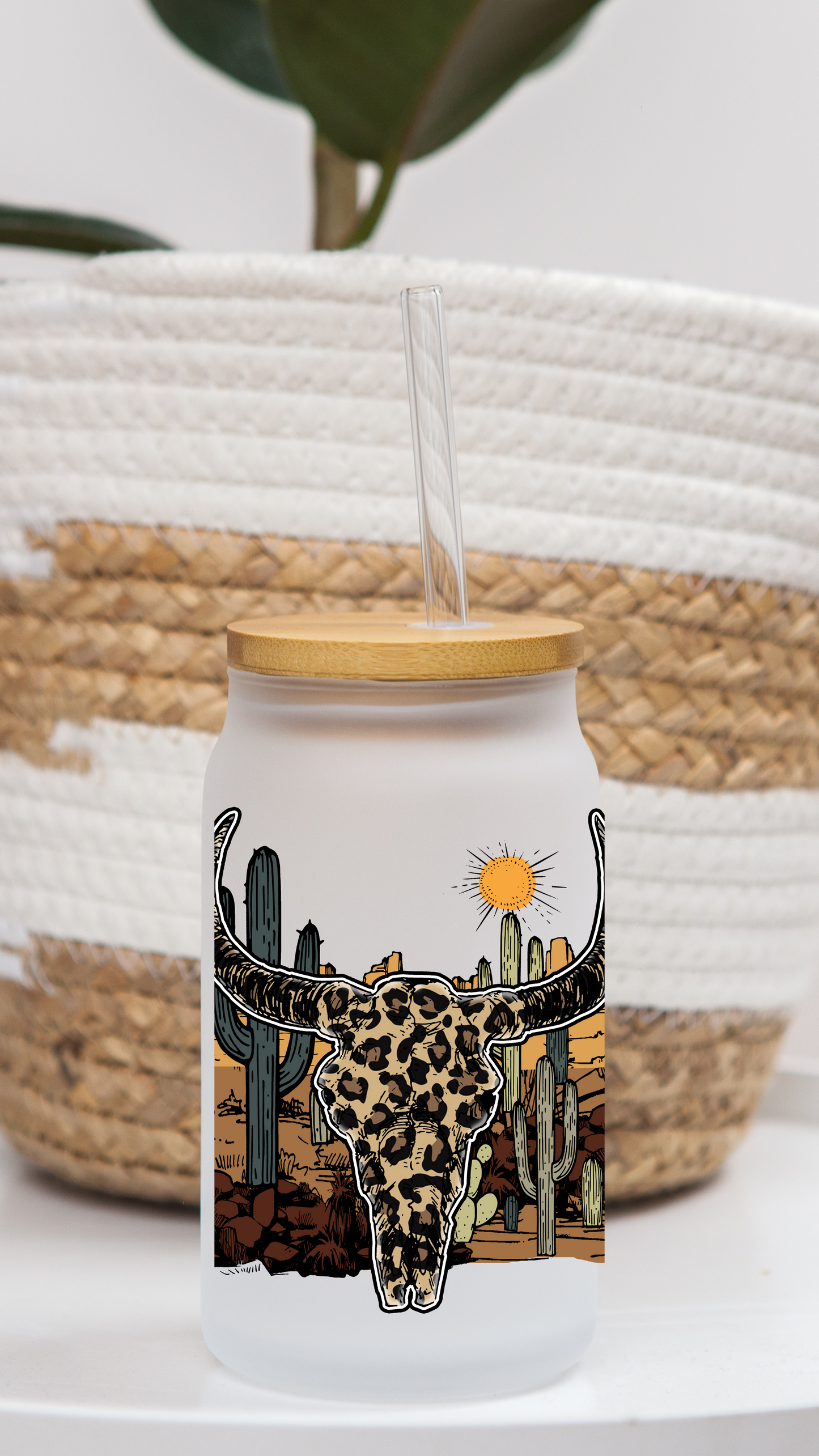16 oz frosted glass can | longhorn florals (2 options)