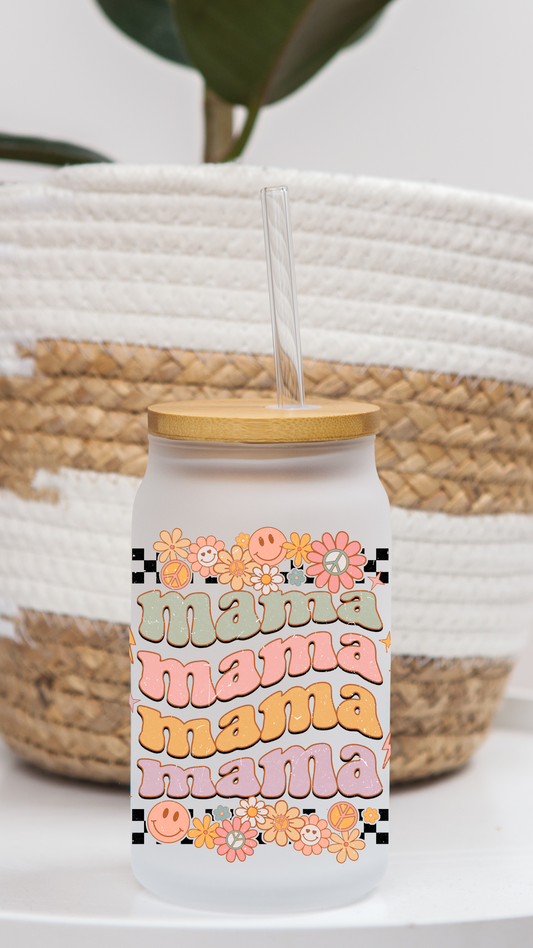 16oz Frosted Glass Can | Groovy Mama (15 Options)