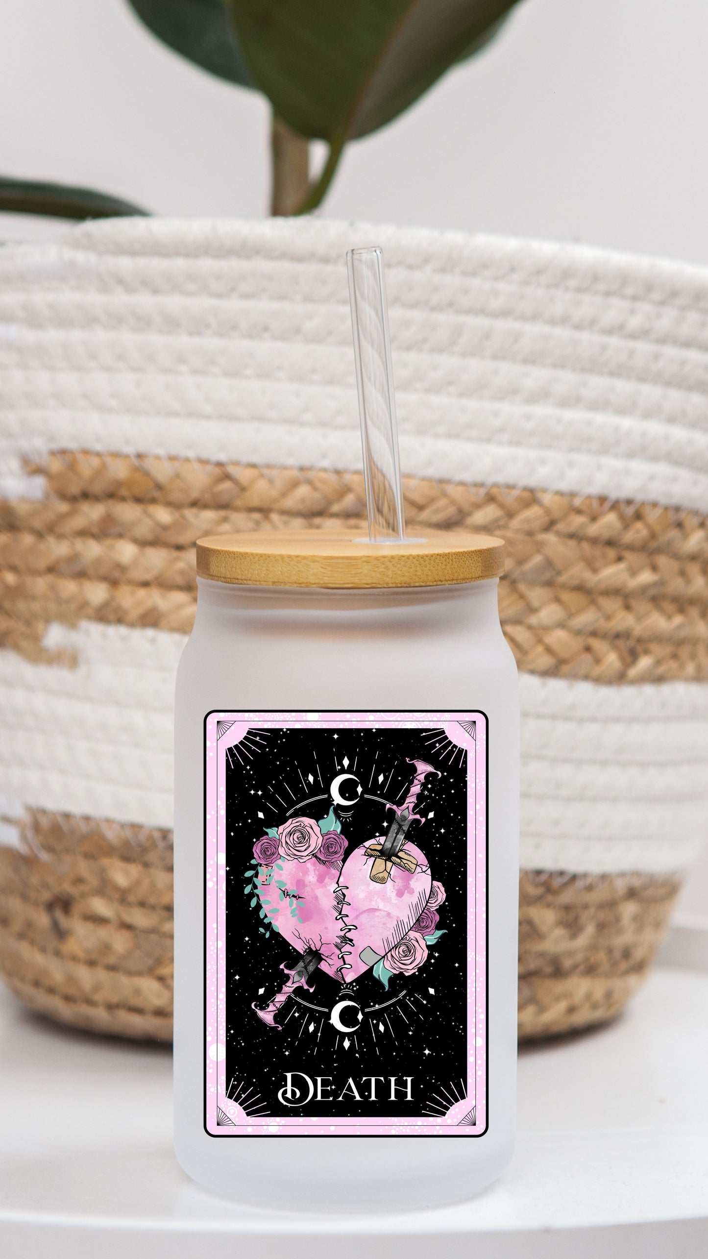 16 oz Frosted Glass Can | Lovers Tarot (6 Options)