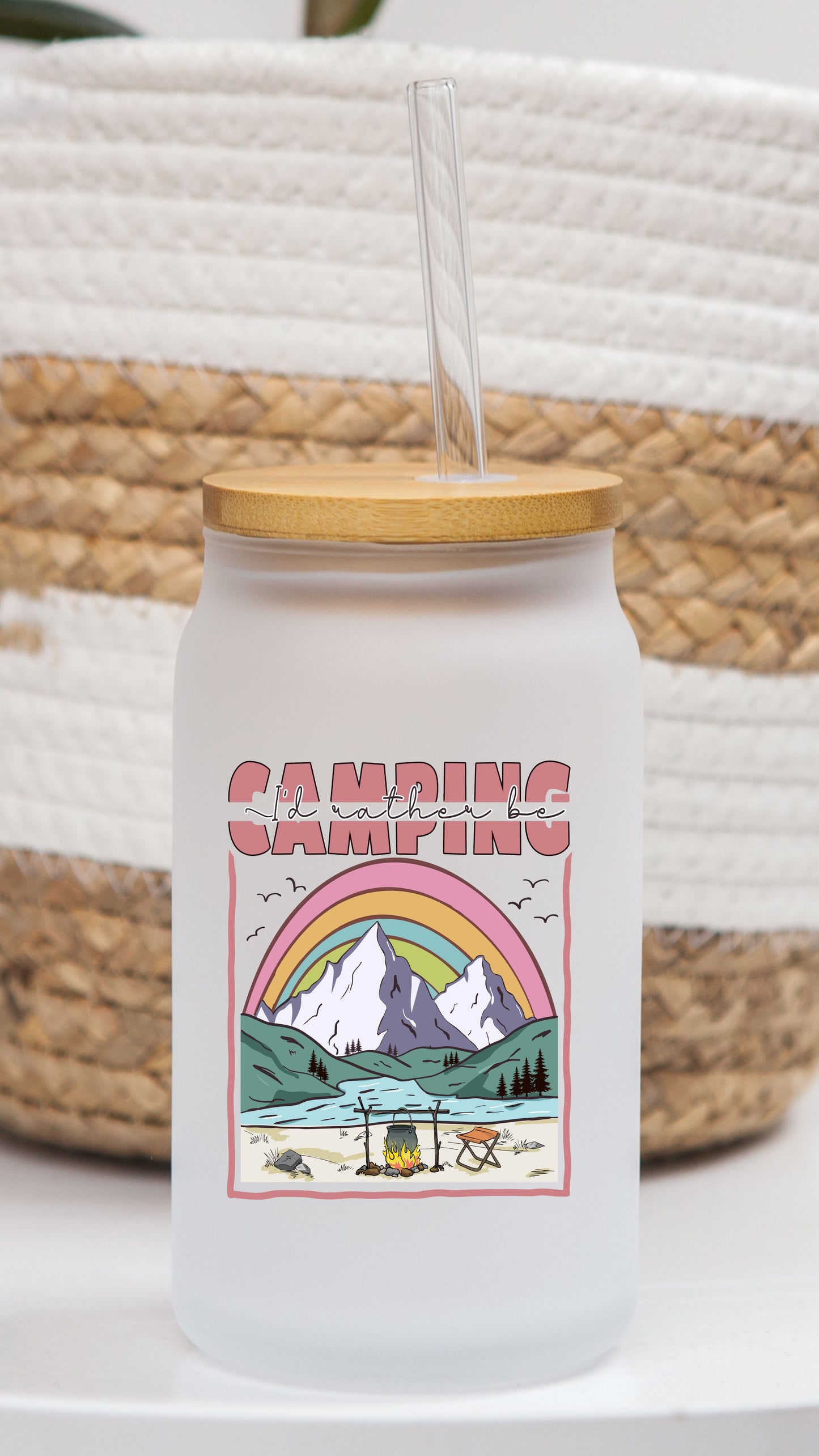 16 oz Frosted Glass | Camping  (19 Options)