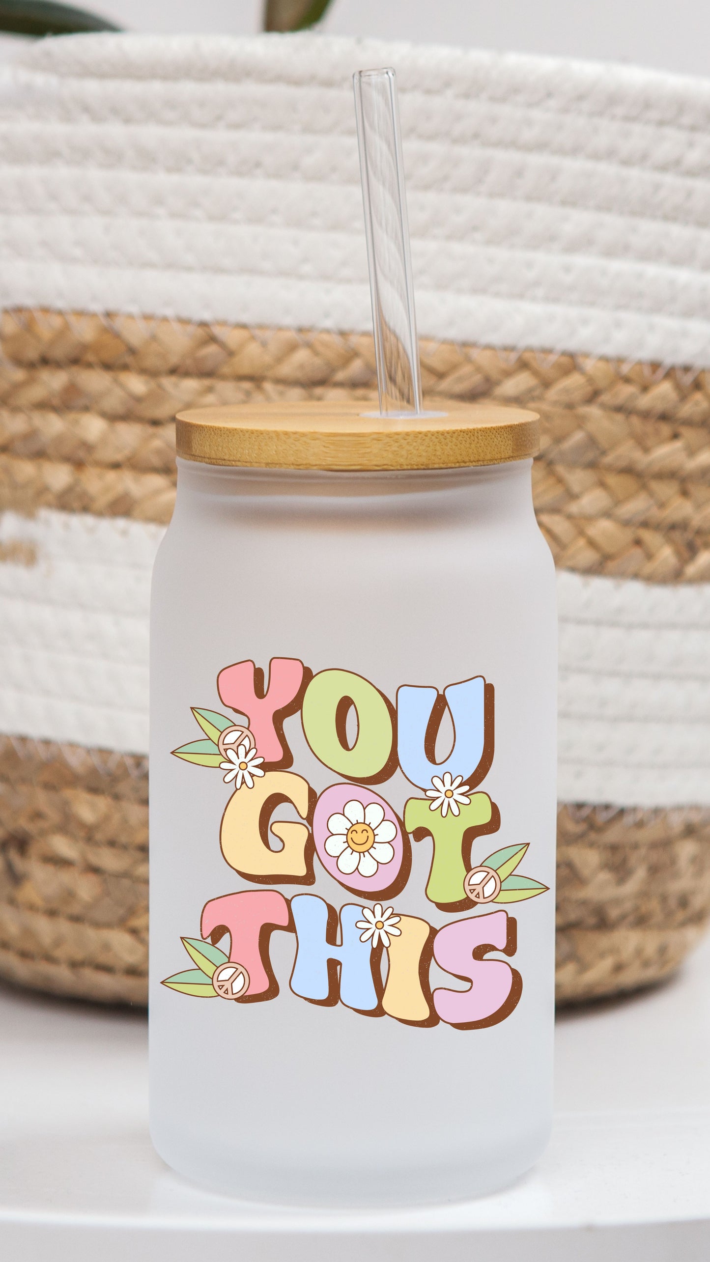 16 oz Frosted Glass Can | Pastel Mental Health (13 Options)