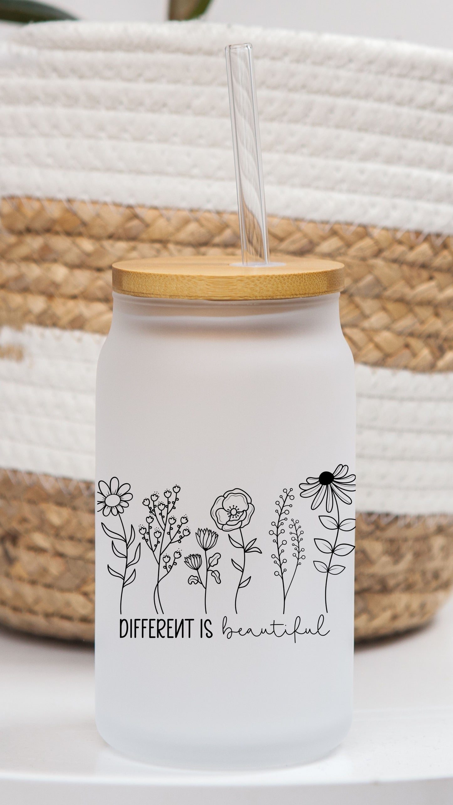 16 oz Frosted Glass Can | Celestial Wildflowers (10 Options)