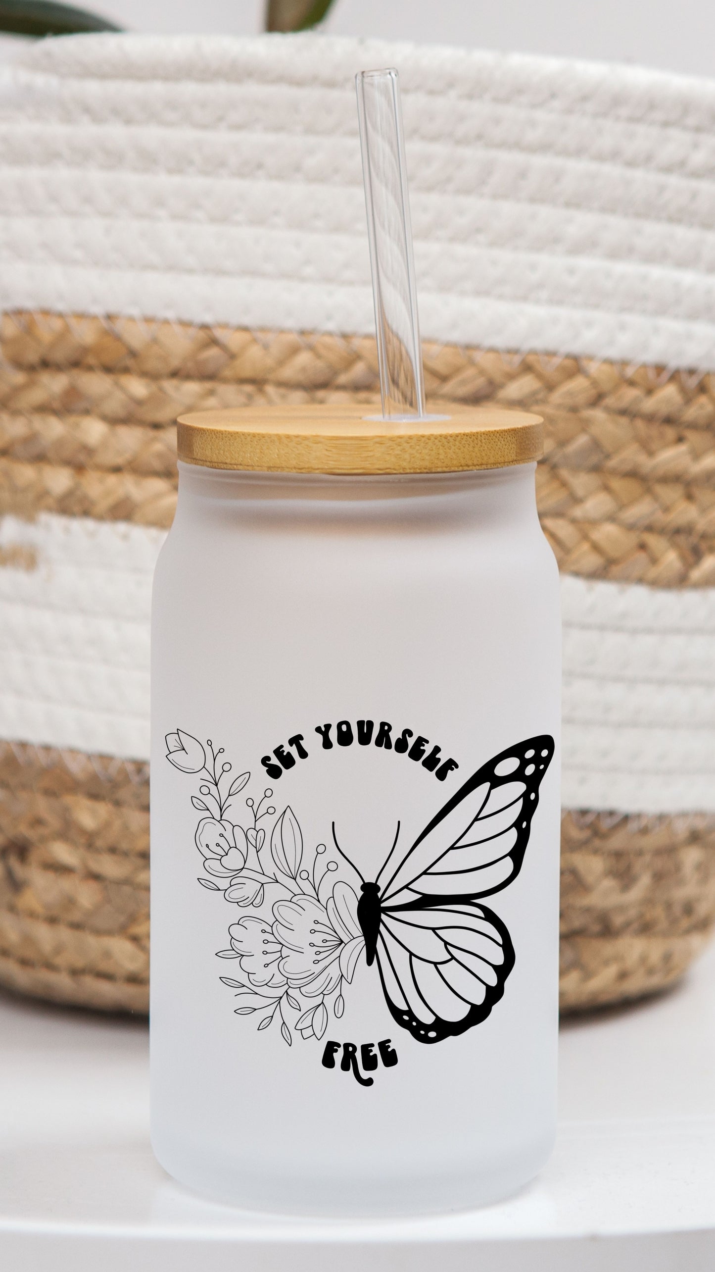 16 oz Frosted Glass Can | Celestial Wildflowers (10 Options)