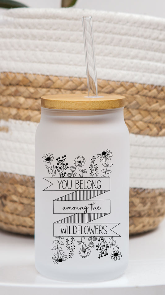 16 oz Frosted Glass Can | Celestial Wildflowers (10 Options)