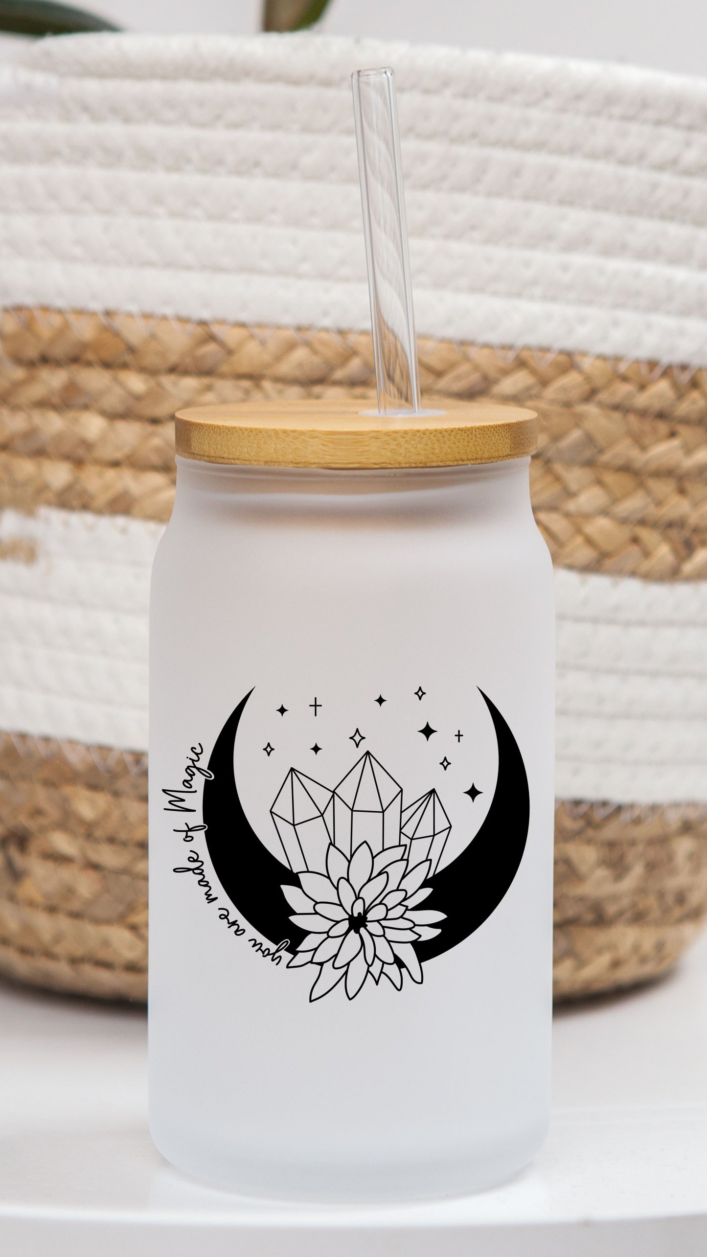 16 oz Frosted Glass Can | Celestial Wildflowers (10 Options)