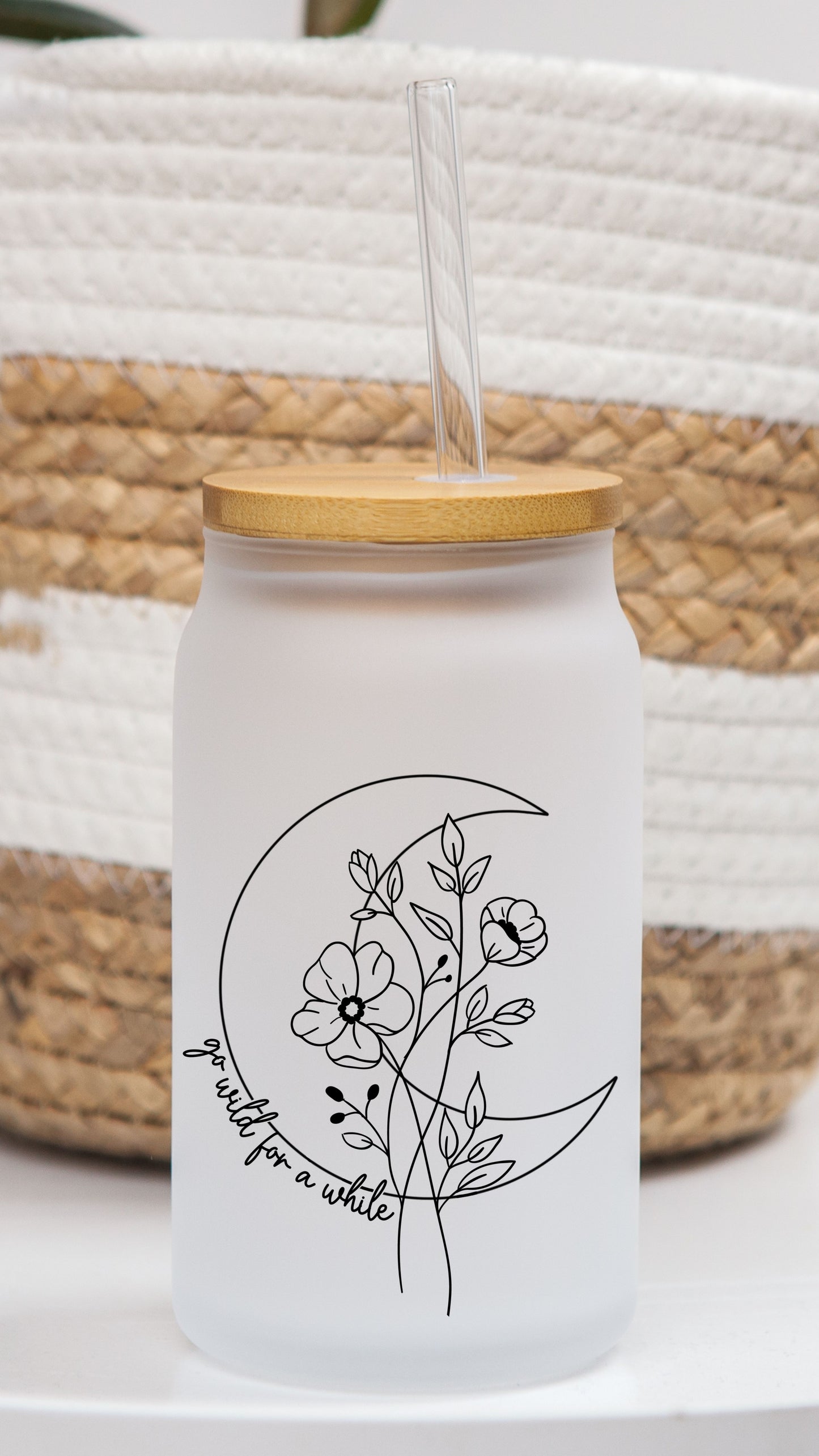 16 oz Frosted Glass Can | Celestial Wildflowers (10 Options)