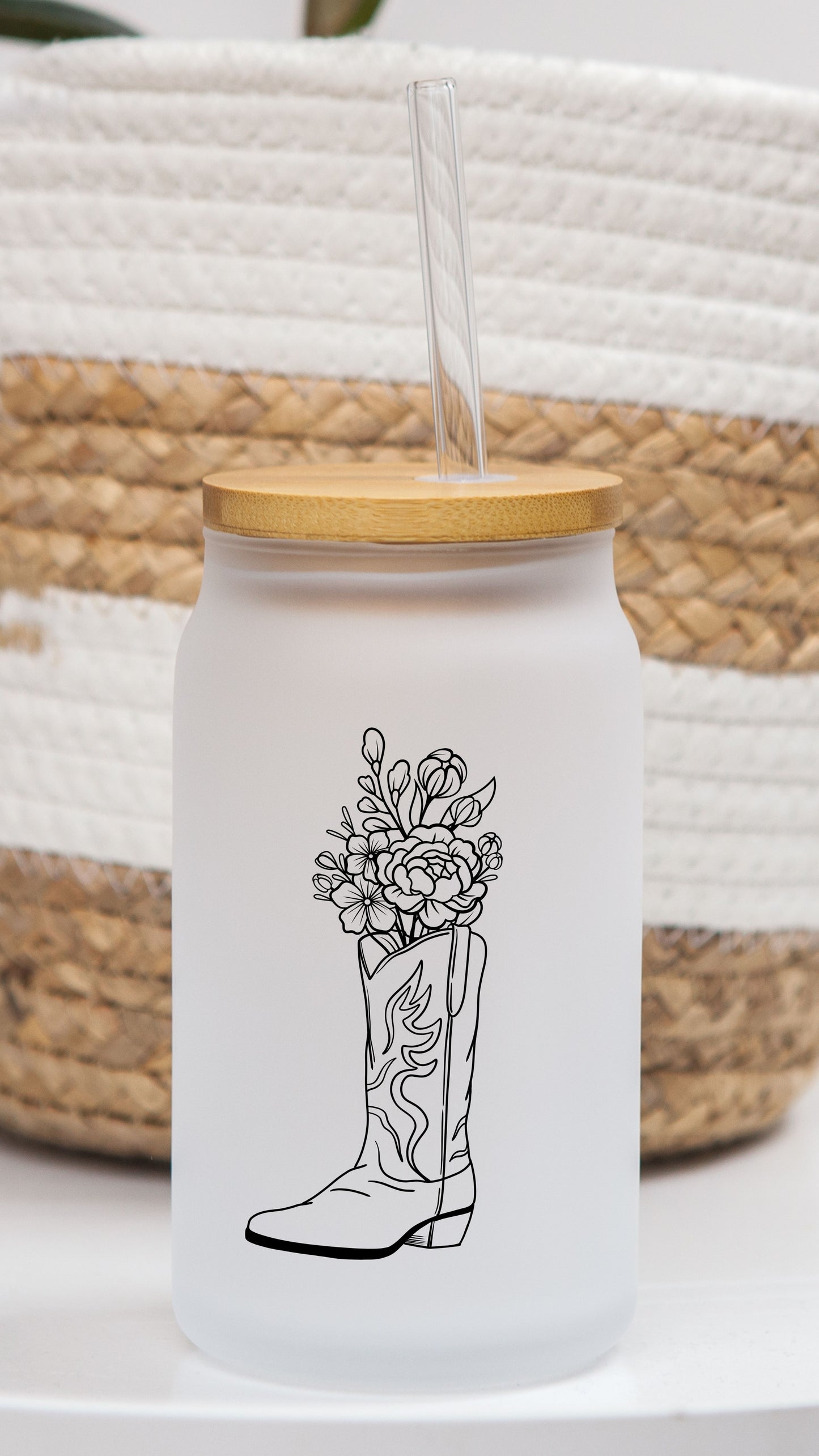 16 oz Frosted Glass Can | Celestial Wildflowers (10 Options)