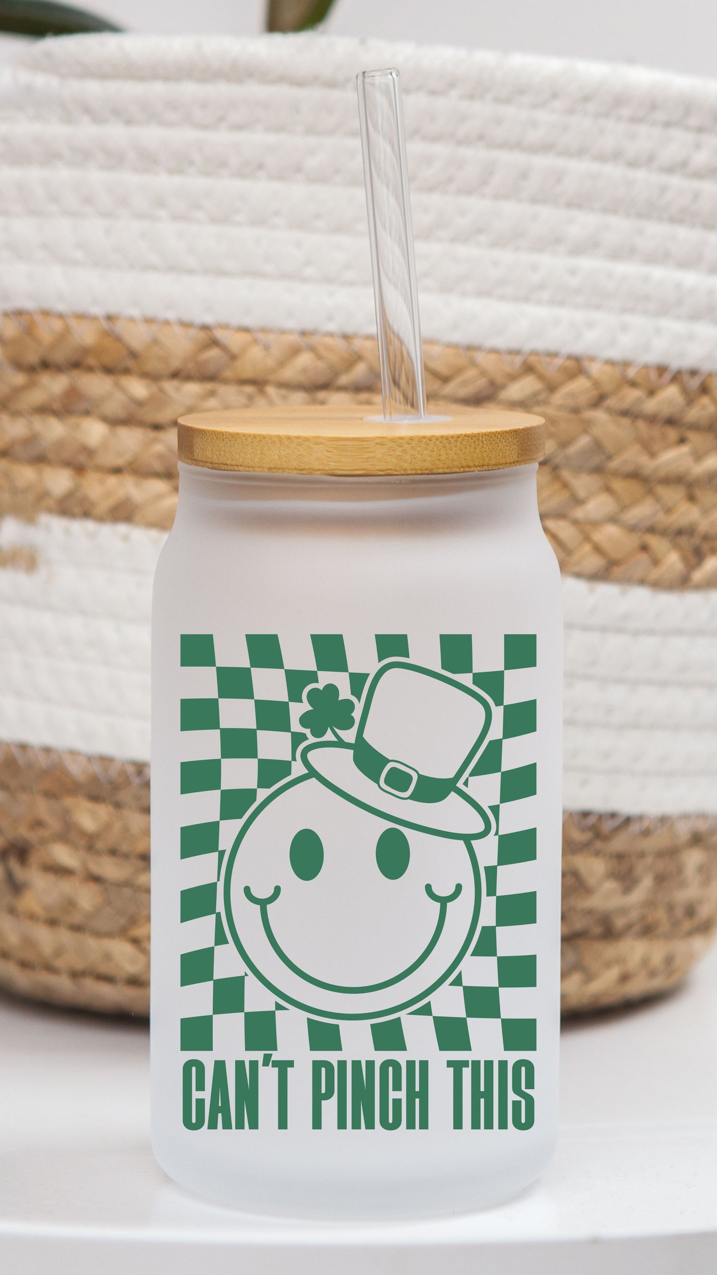 16 oz Frosted Glass Can | St Patty (13 Options)