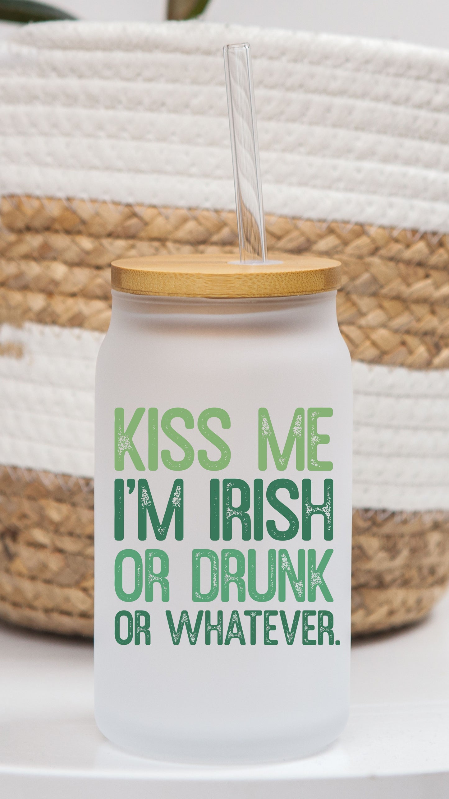 16 oz Frosted Glass Can | St Patty (13 Options)