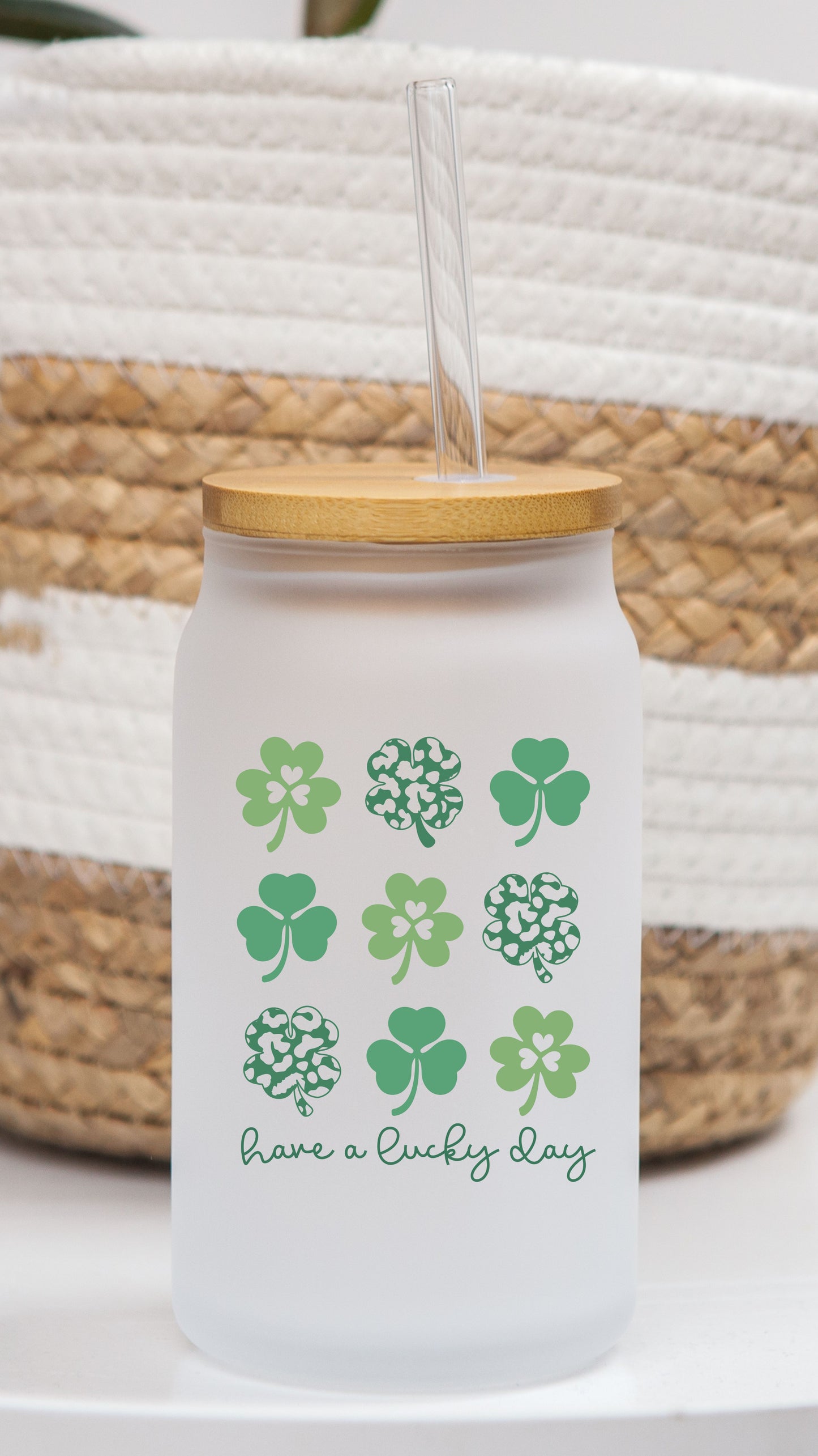 16 oz Frosted Glass Can | St Patty (13 Options)