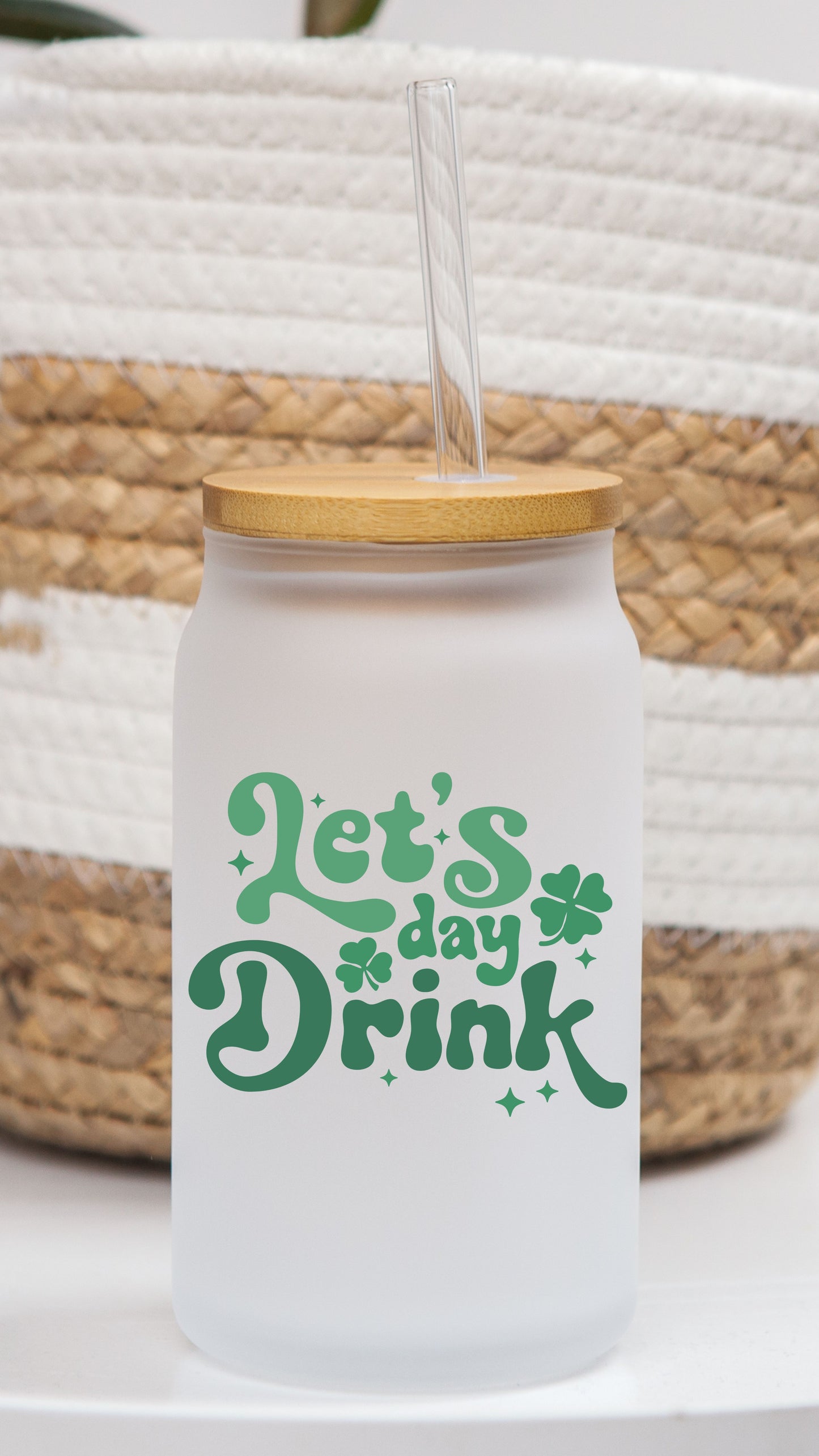 16 oz Frosted Glass Can | St Patty (13 Options)