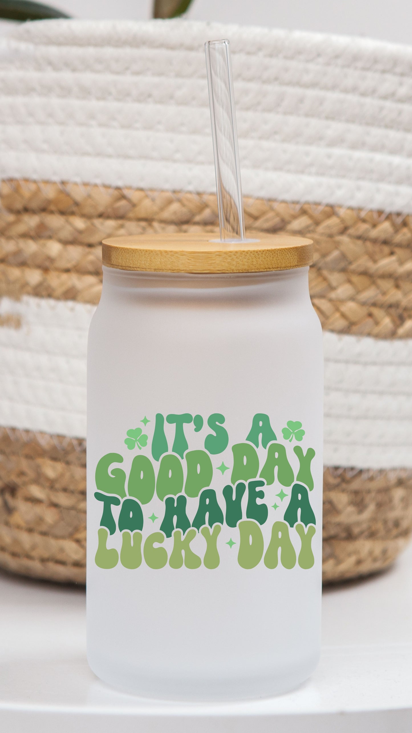 16 oz Frosted Glass Can | St Patty (13 Options)