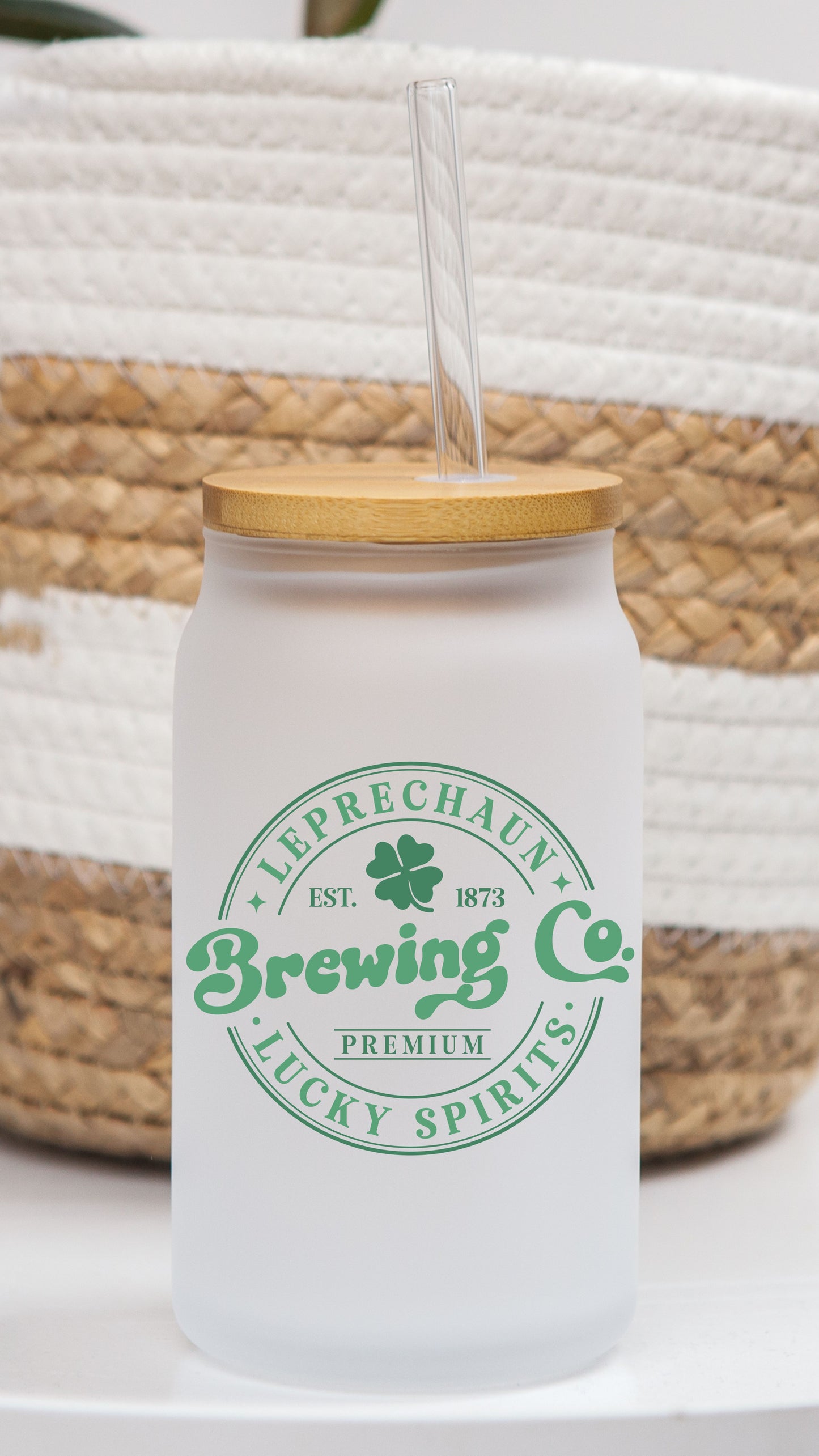 16 oz Frosted Glass Can | St Patty (13 Options)