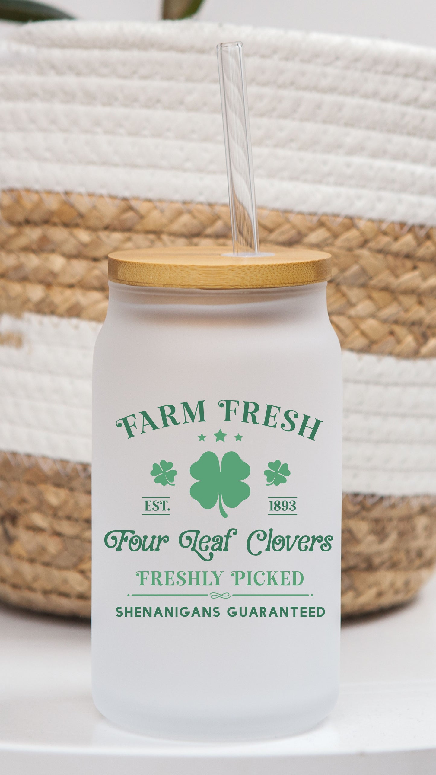 16 oz Frosted Glass Can | St Patty (13 Options)