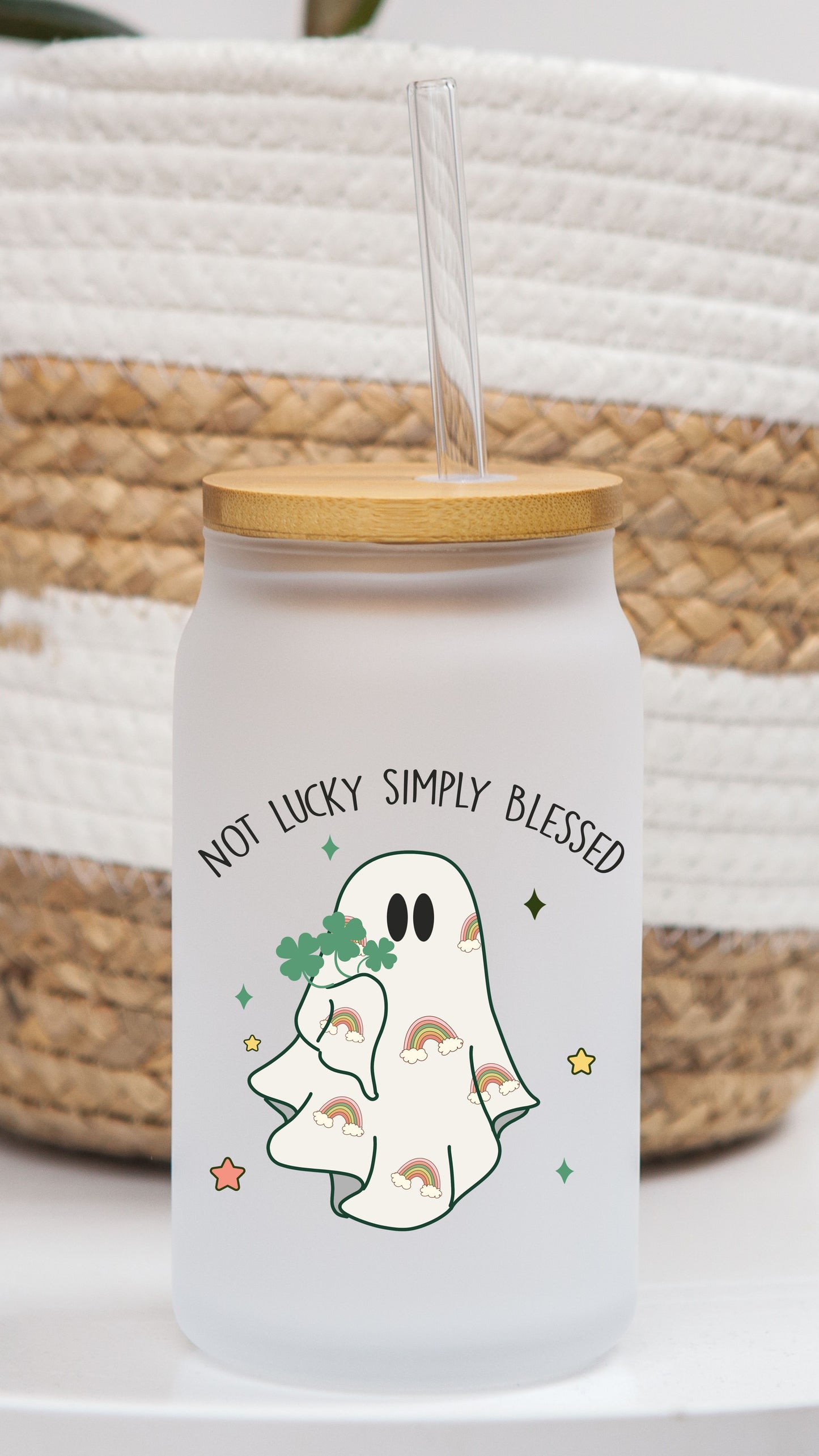 16 oz Frosted Glass Can | Lucky Vibes (13 Options)