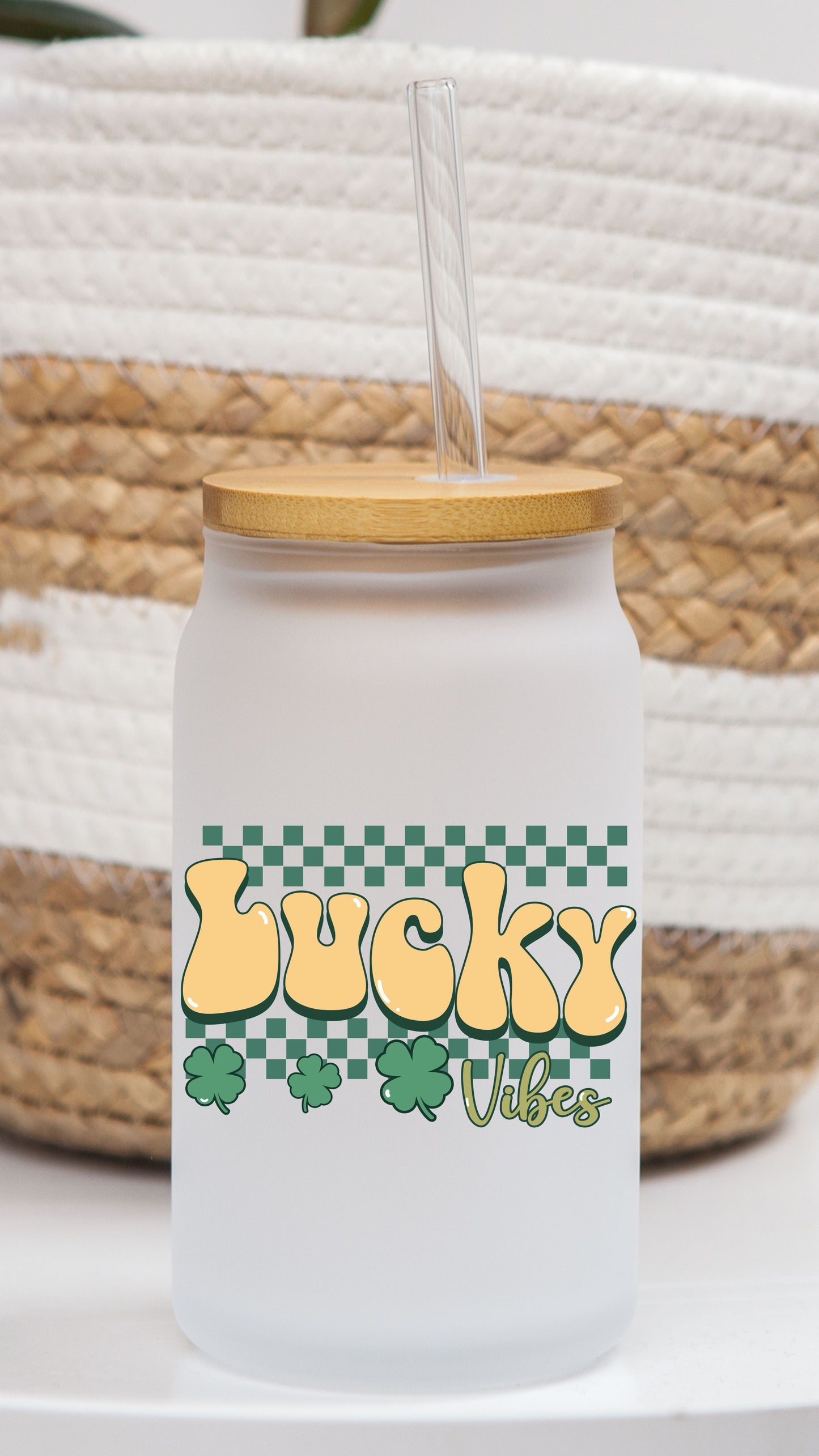 16 oz Frosted Glass Can | Lucky Vibes (13 Options)