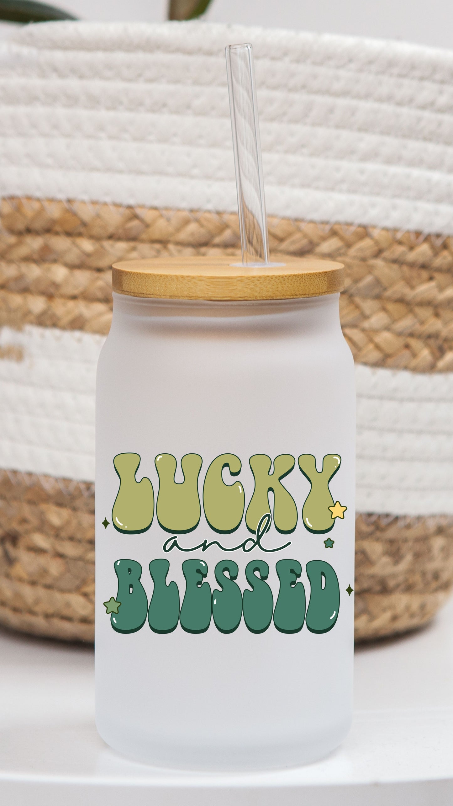 16 oz Frosted Glass Can | Lucky Vibes (13 Options)