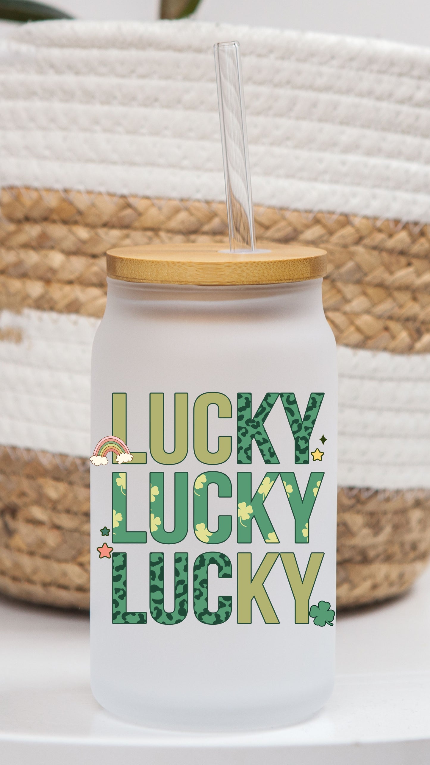 16 oz Frosted Glass Can | Lucky Vibes (13 Options)