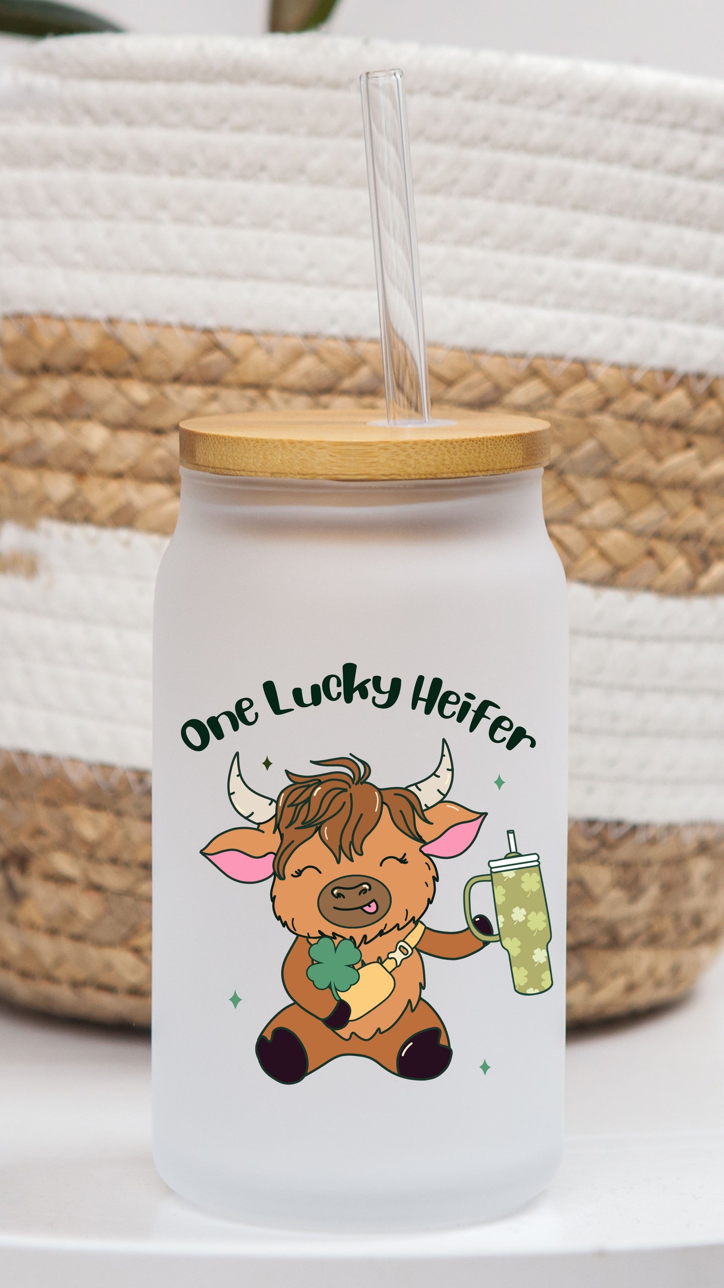 16 oz Frosted Glass Can | Lucky Vibes (13 Options)