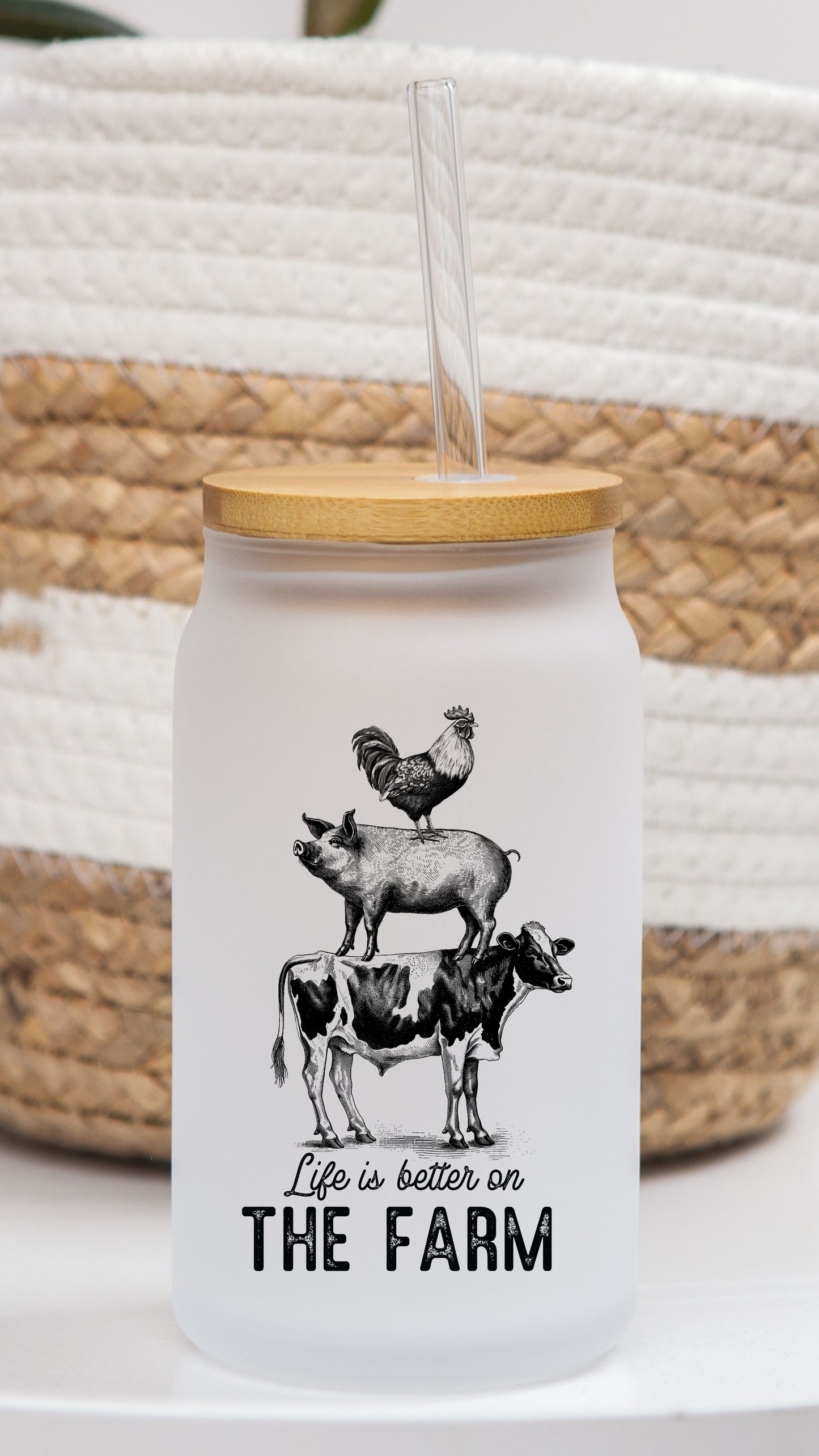 16 oz Frosted Glass Can | Farmer Vibes (10 Options)