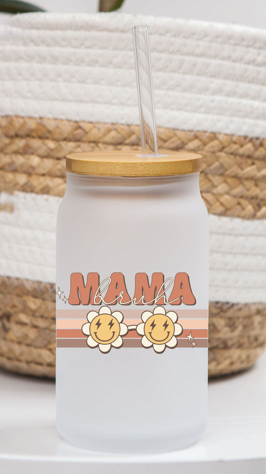 16 oz Frosted Glass Can | Boho Mom (8 Options)