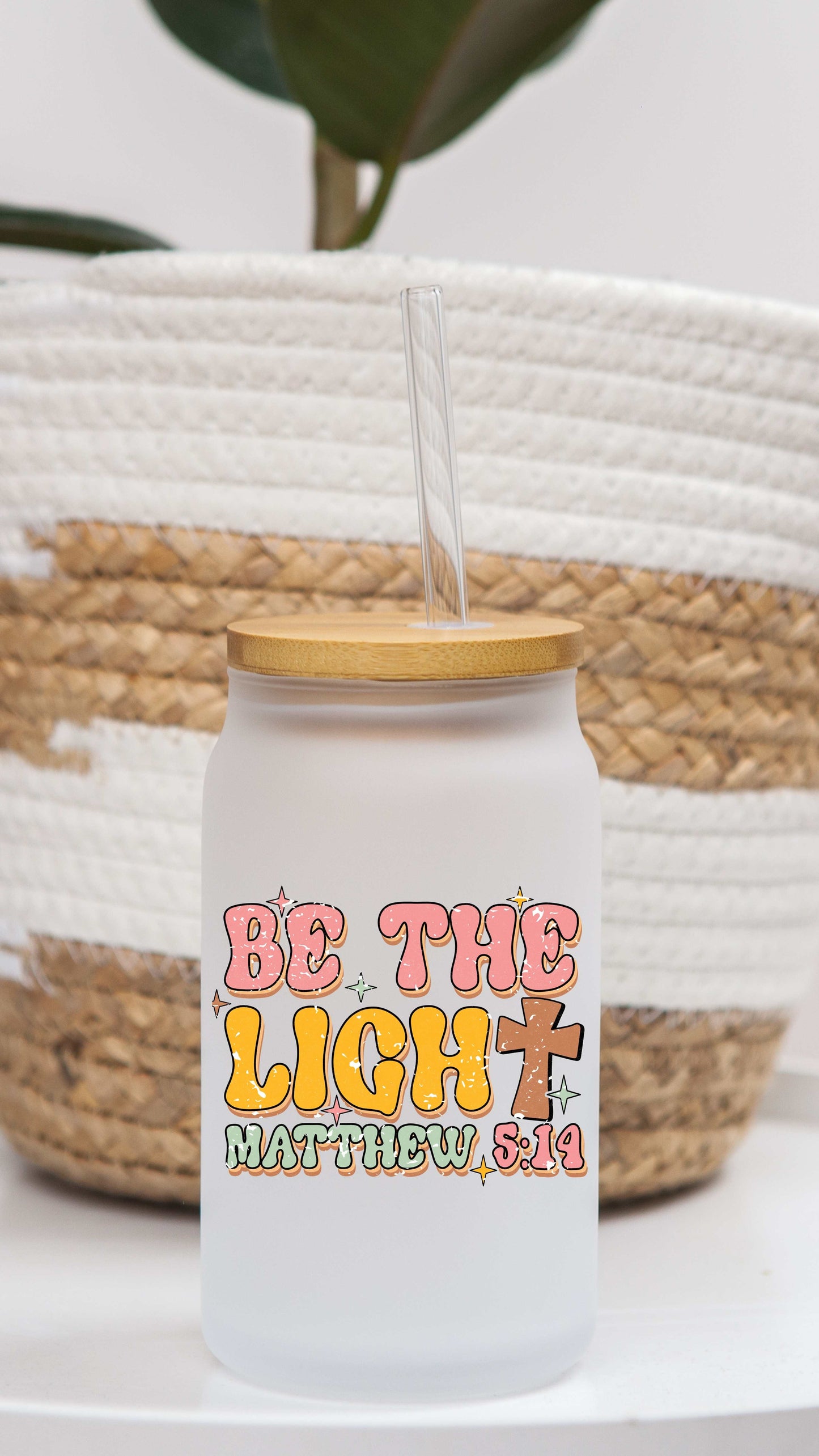 16 oz frosted glass can | bible quotes (13 options)