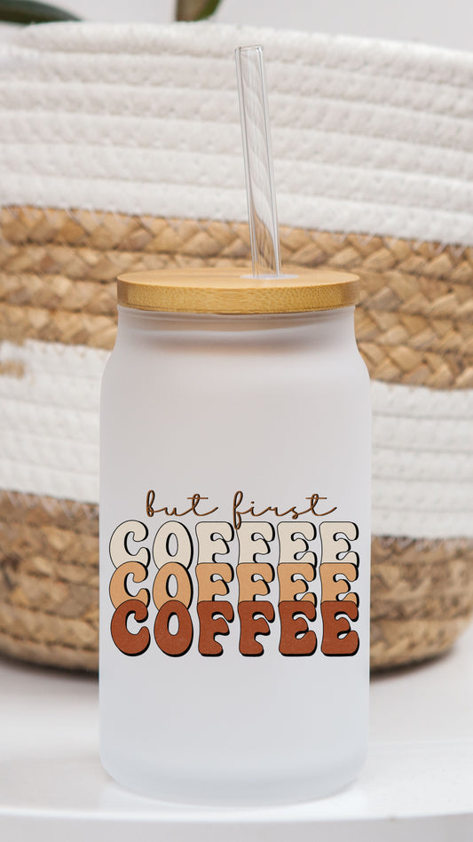 16 oz Frosted Glass Can | Neutral Coffee (7 Options)