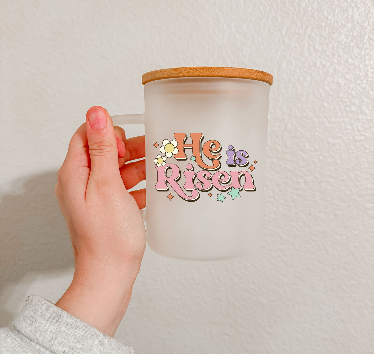 17 oz Frosted Glass Mug | Groovy Easter (11 Options)