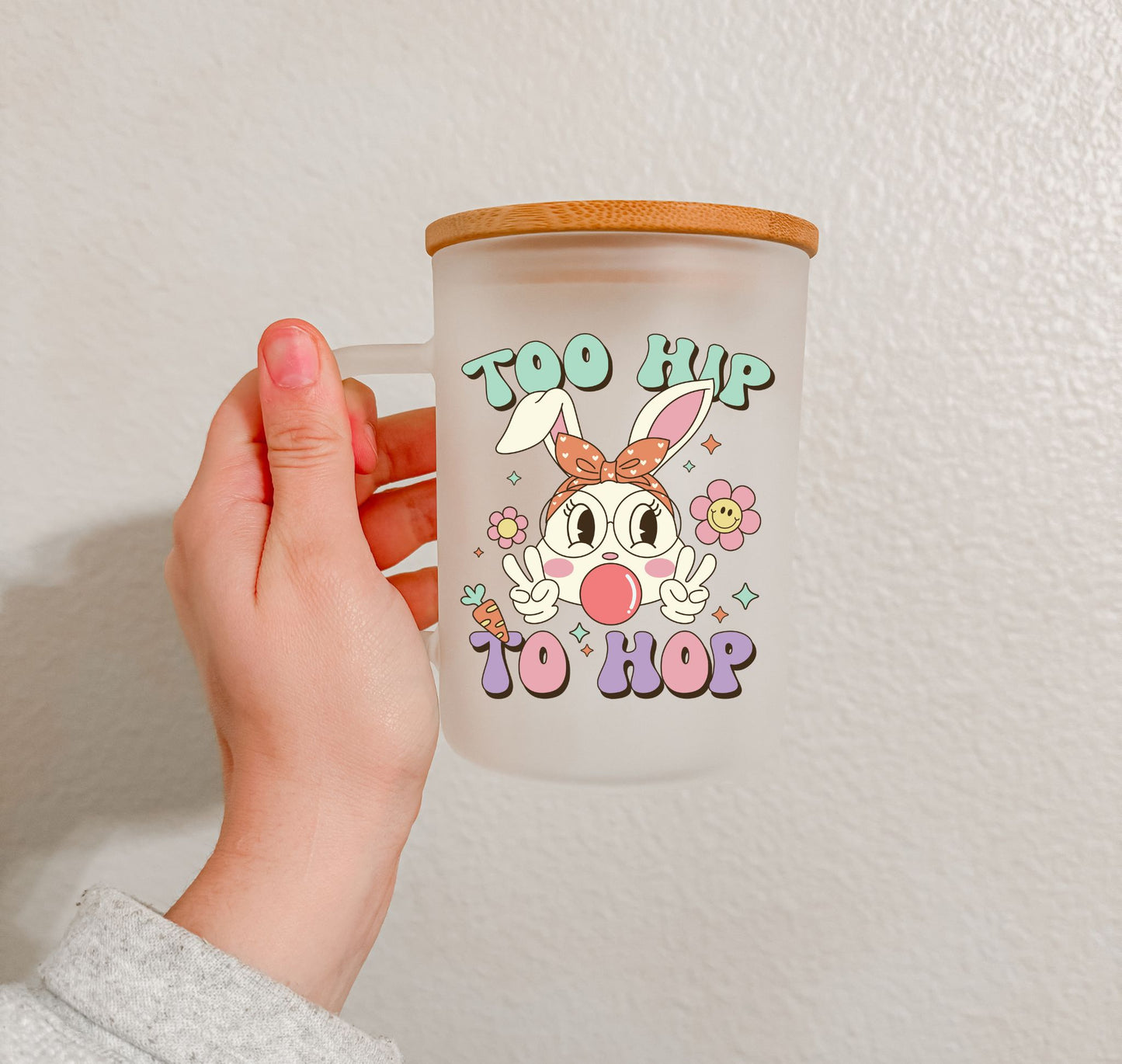 17 oz Frosted Glass Mug | Groovy Easter (11 Options)