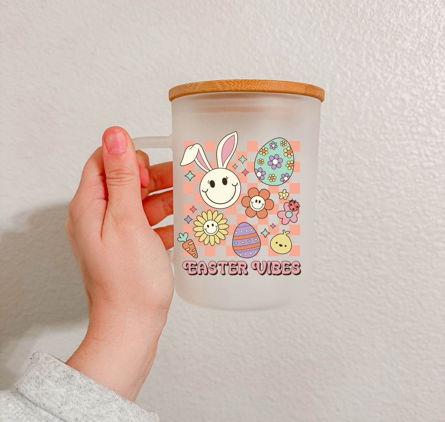 17 oz Frosted Glass Mug | Groovy Easter (11 Options)