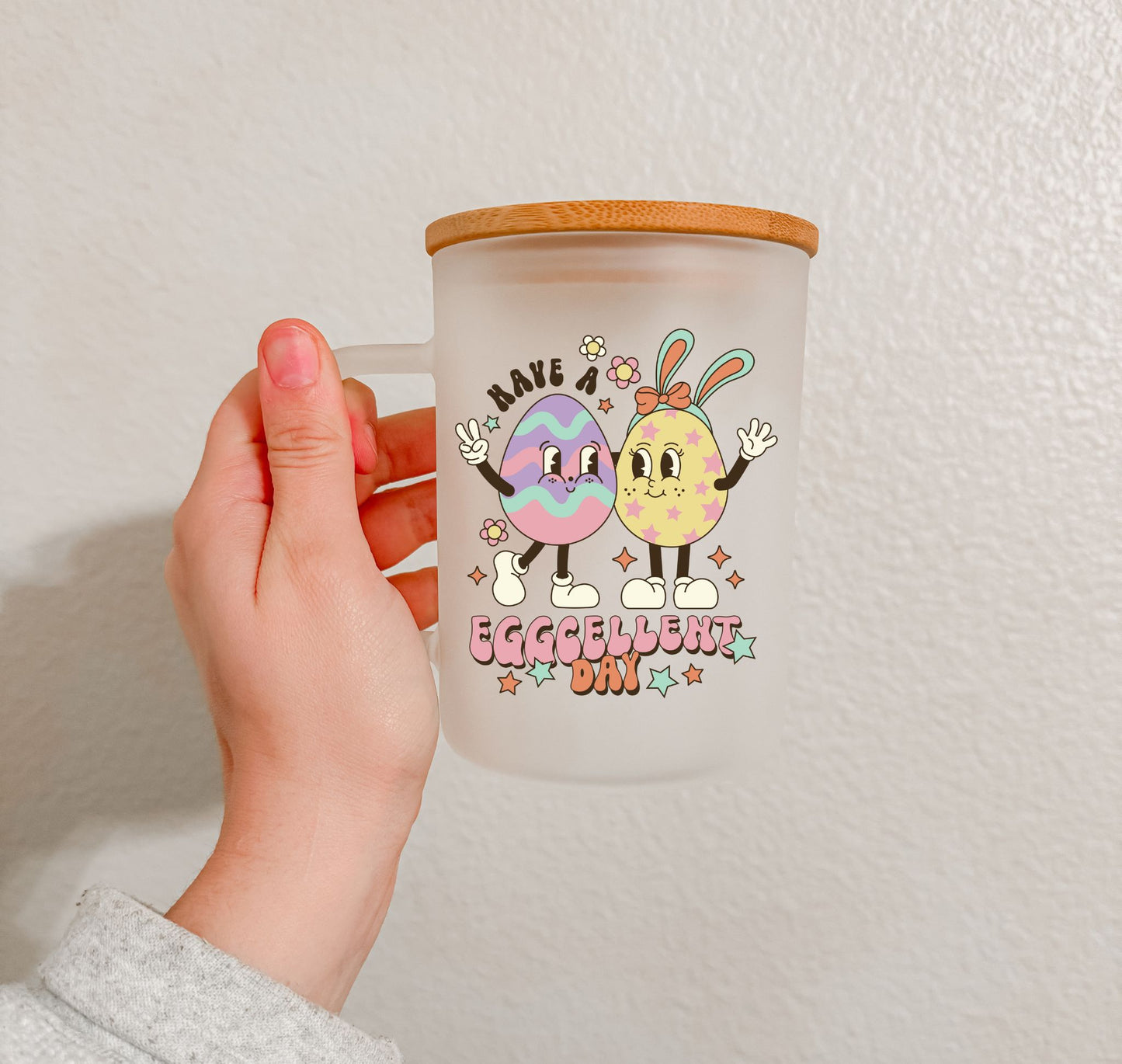 17 oz Frosted Glass Mug | Groovy Easter (11 Options)