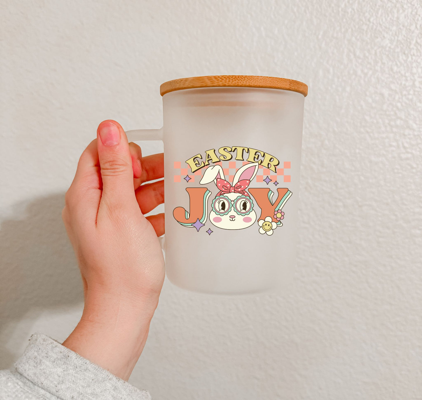 17 oz Frosted Glass Mug | Groovy Easter (11 Options)