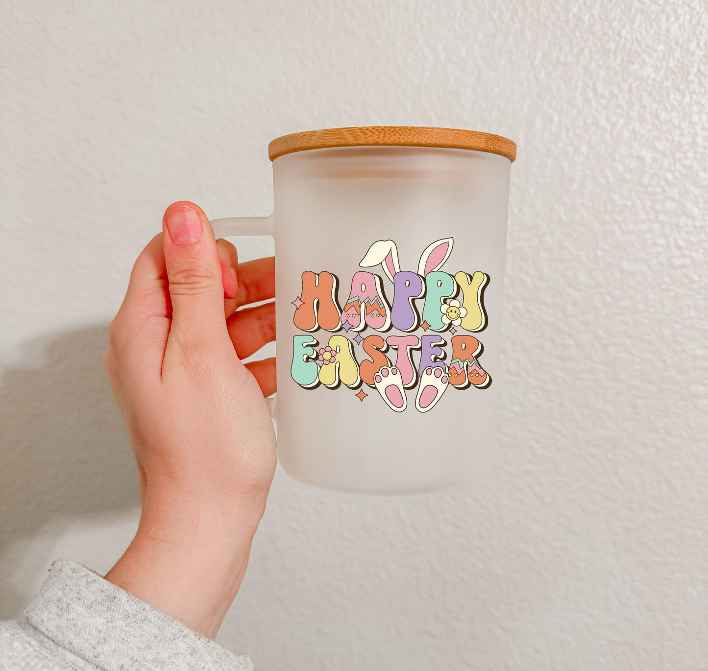 17 oz Frosted Glass Mug | Groovy Easter (11 Options)